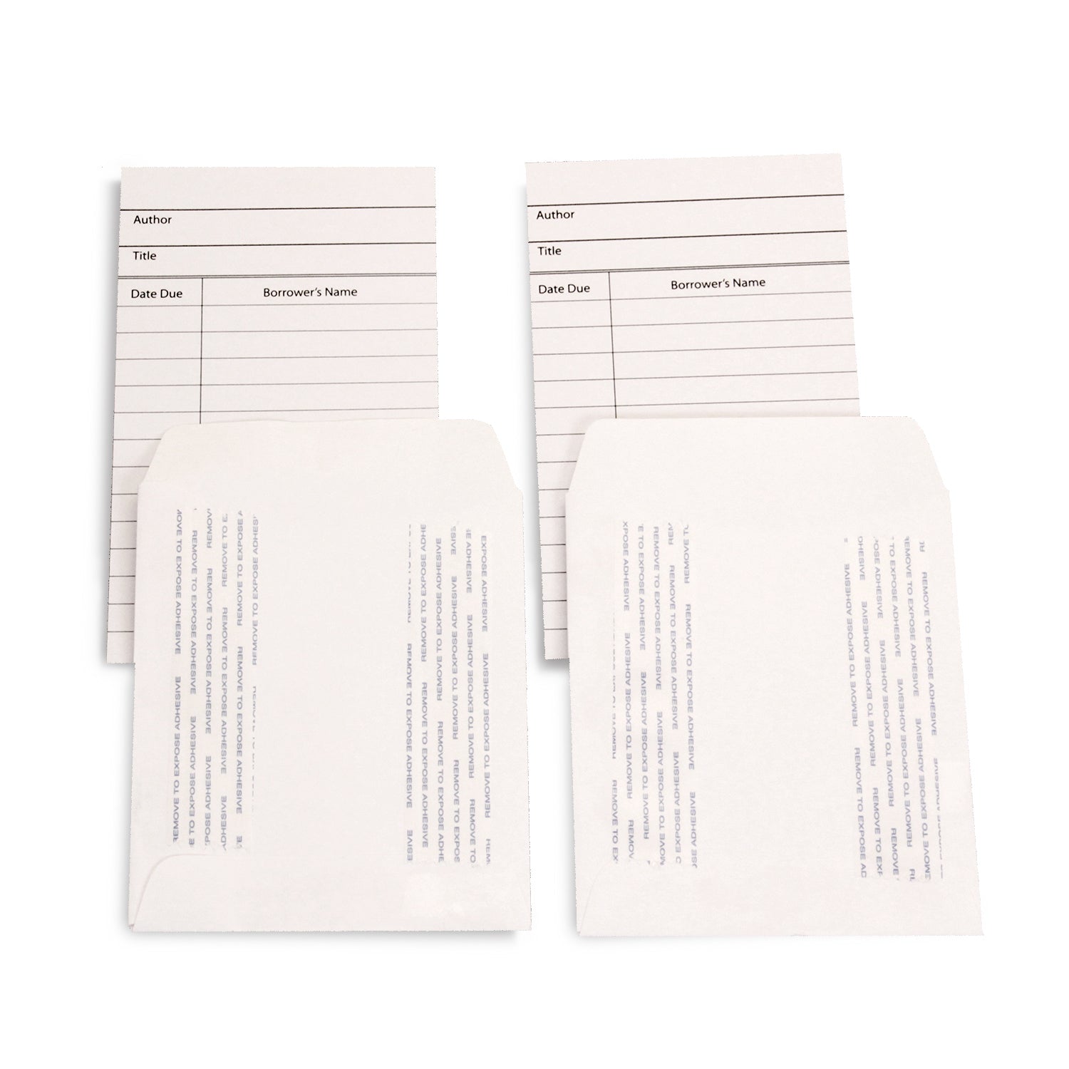 150 Library Pockets and 150 Library Cards, Serf-Adhesive, White