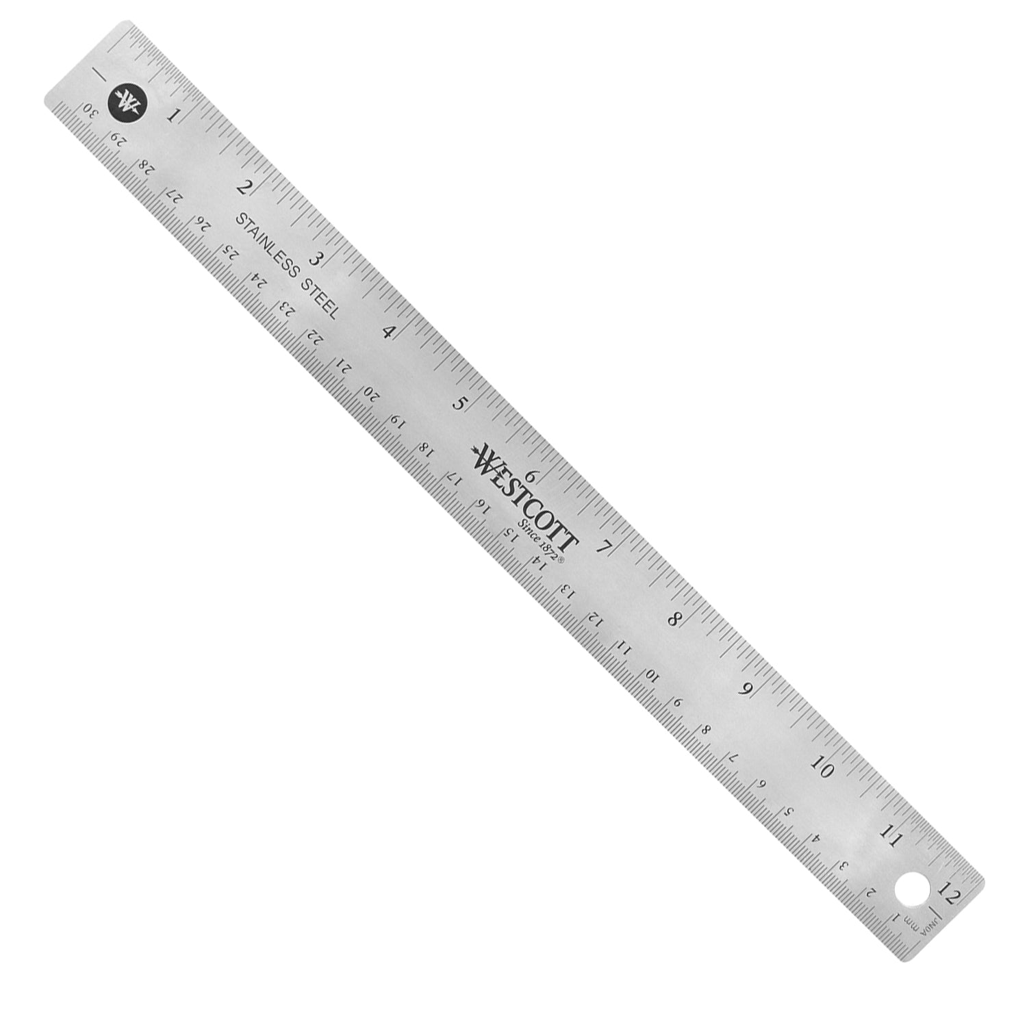 12" Stainless Steel Office Ruler With Non Slip Cork Base