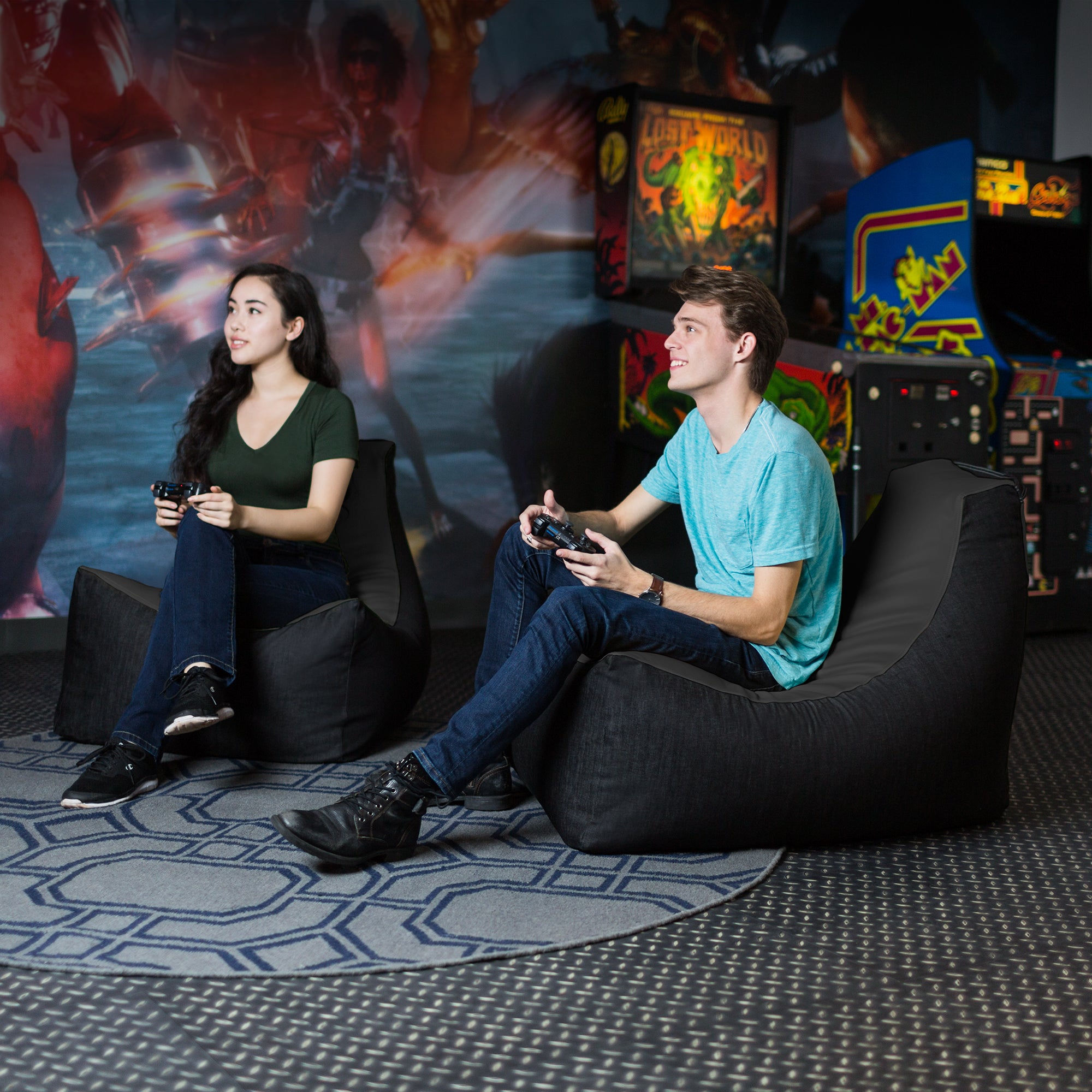 Jaxx Pixel Gamer Chair - Game Room / Home Theater Bean Bag Chair, Black