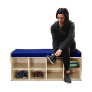 Birch 8-Compartment Storage Bench - Natural/Blue