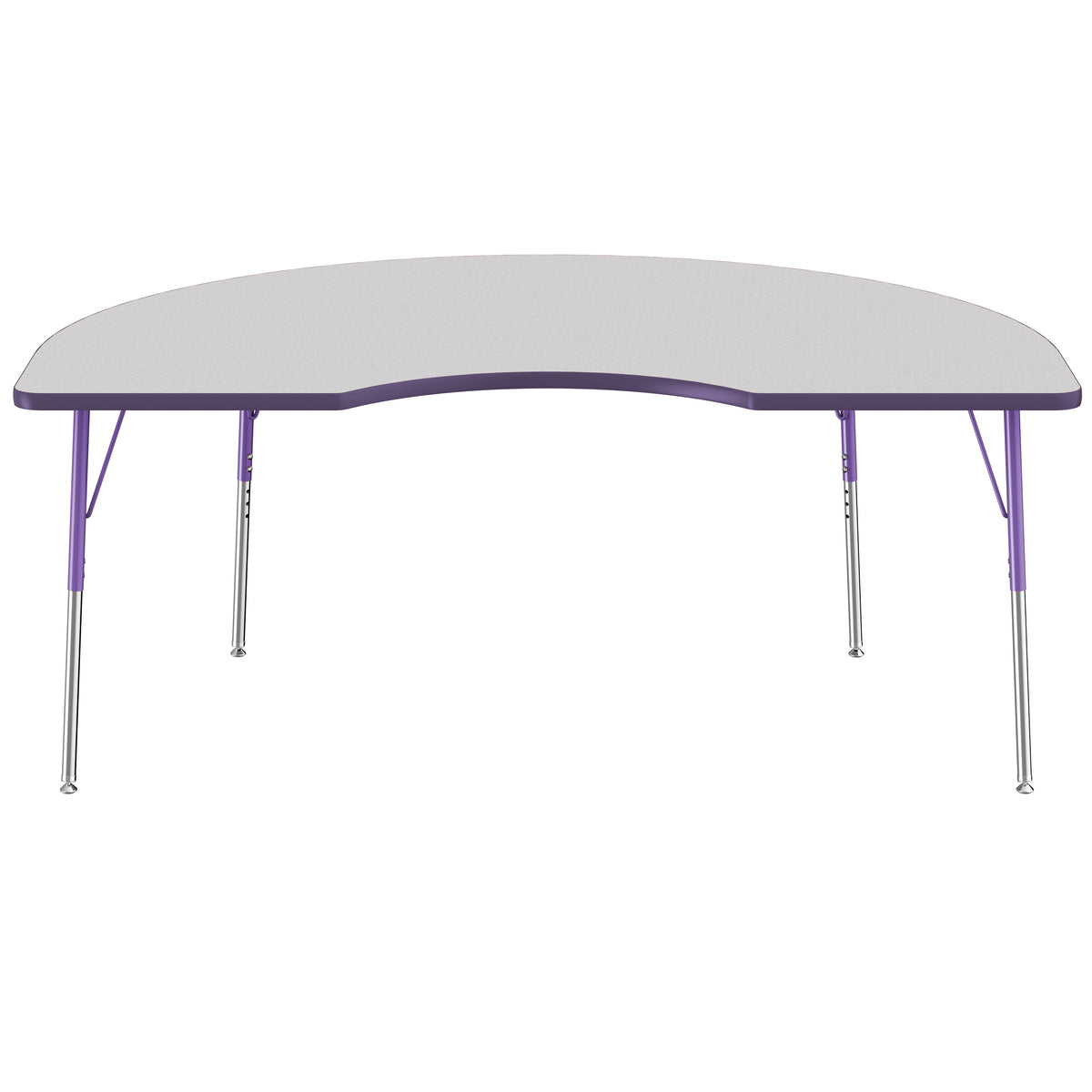 48" x 72" Kidney T-Molding Activity Table with Adjustable Standard Swivel Glide Legs - Gray/Purple