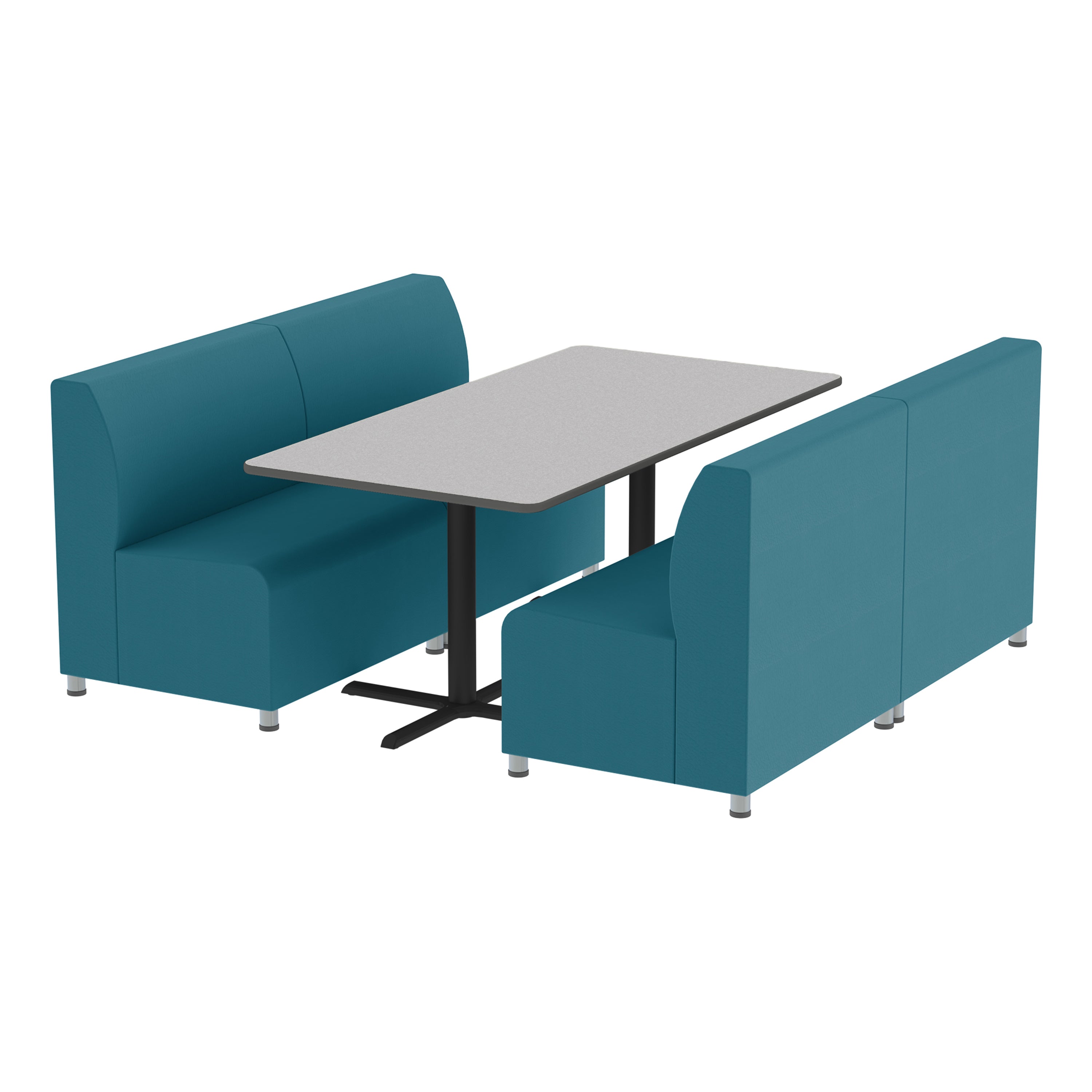 Pro Series Connect Booth with Cafe Table, 5-Piece Set - Teal/Gray/Graphite/Black