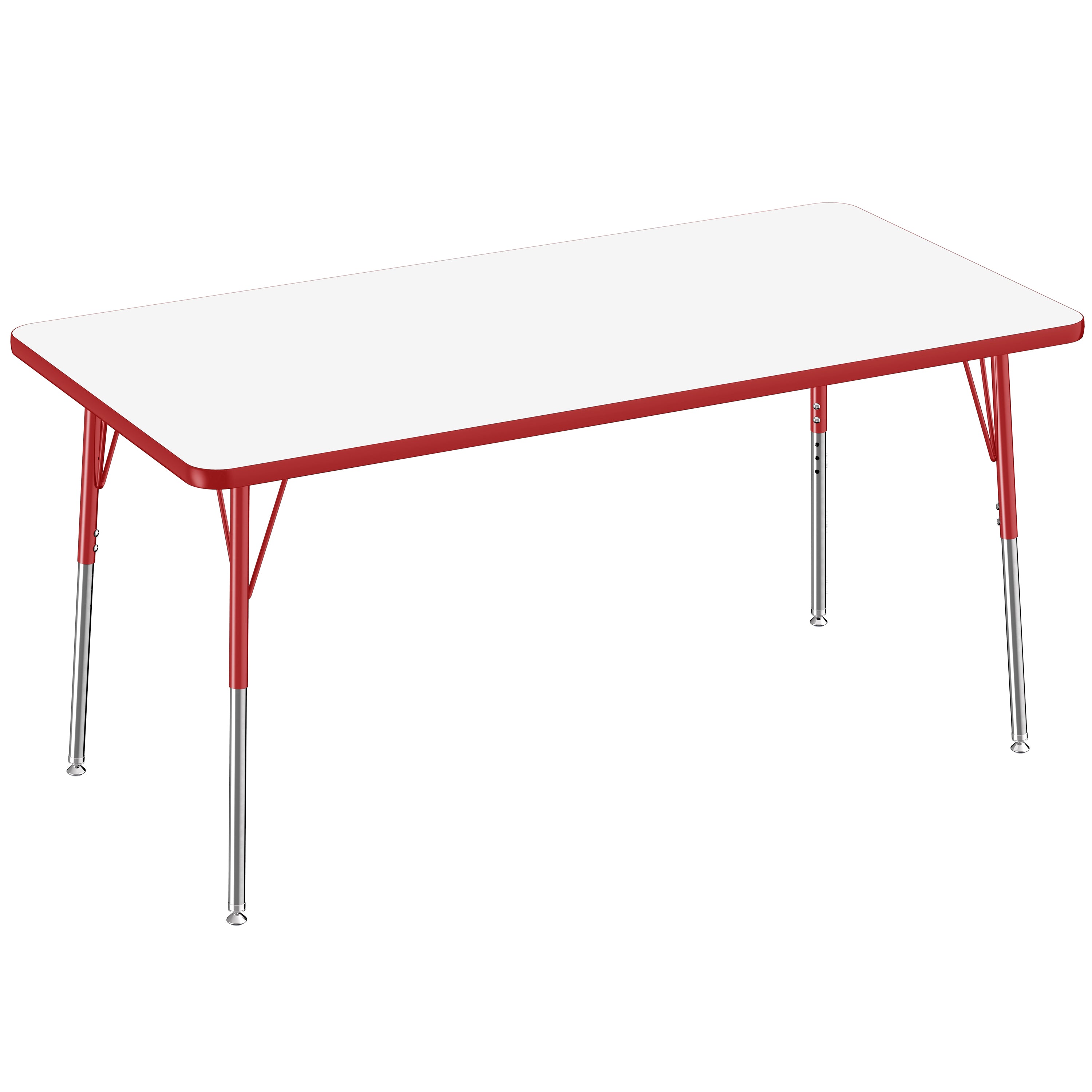 30" x 60" Rectangle Dry-Erase Activity Table with Adjustable Standard Swivel Glide Legs - Whiteboard/Red