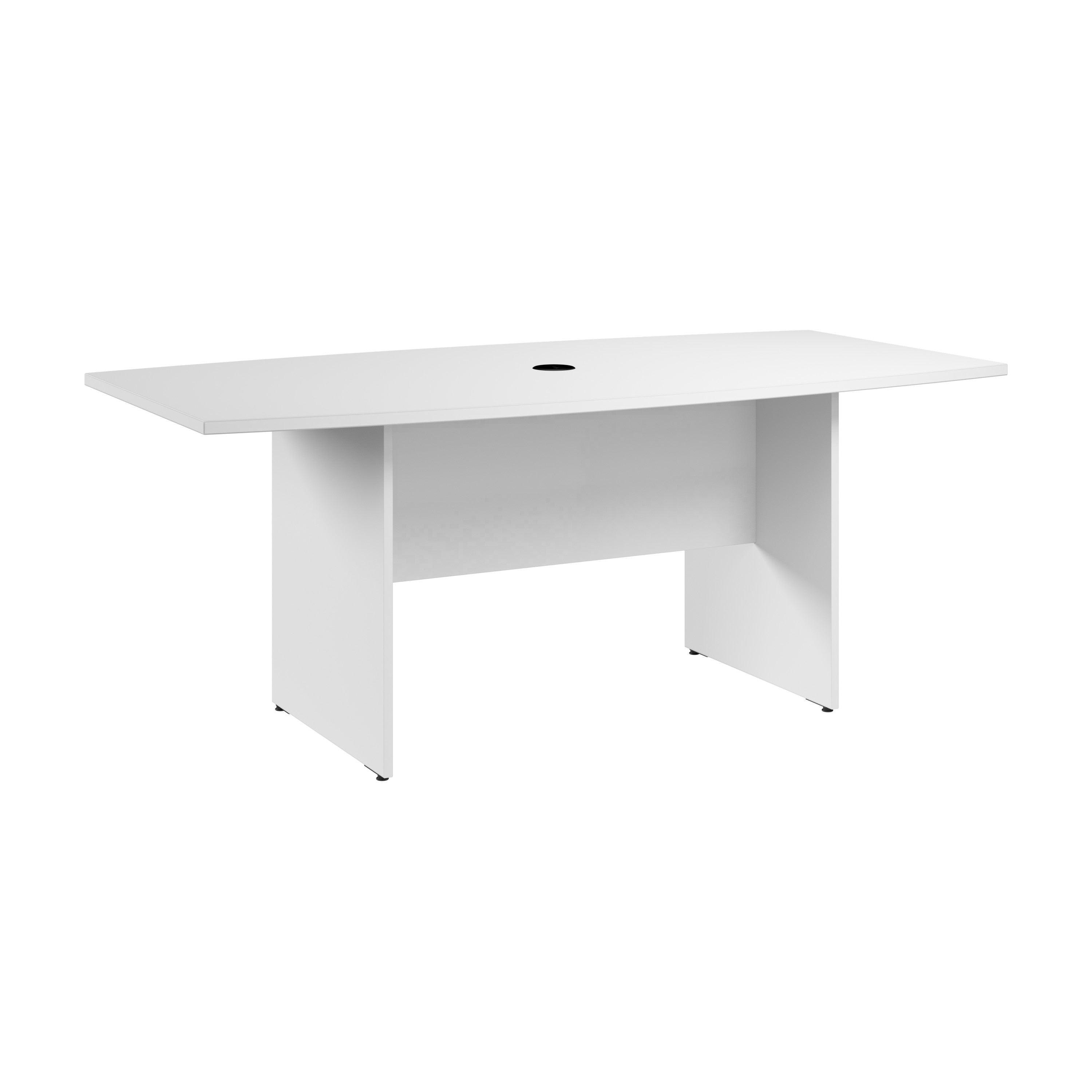Bush Business Furniture 72-inch Office Conference Table with Wood Base in White - 71.54" Width x 35.98" Depth x 28.65" Height