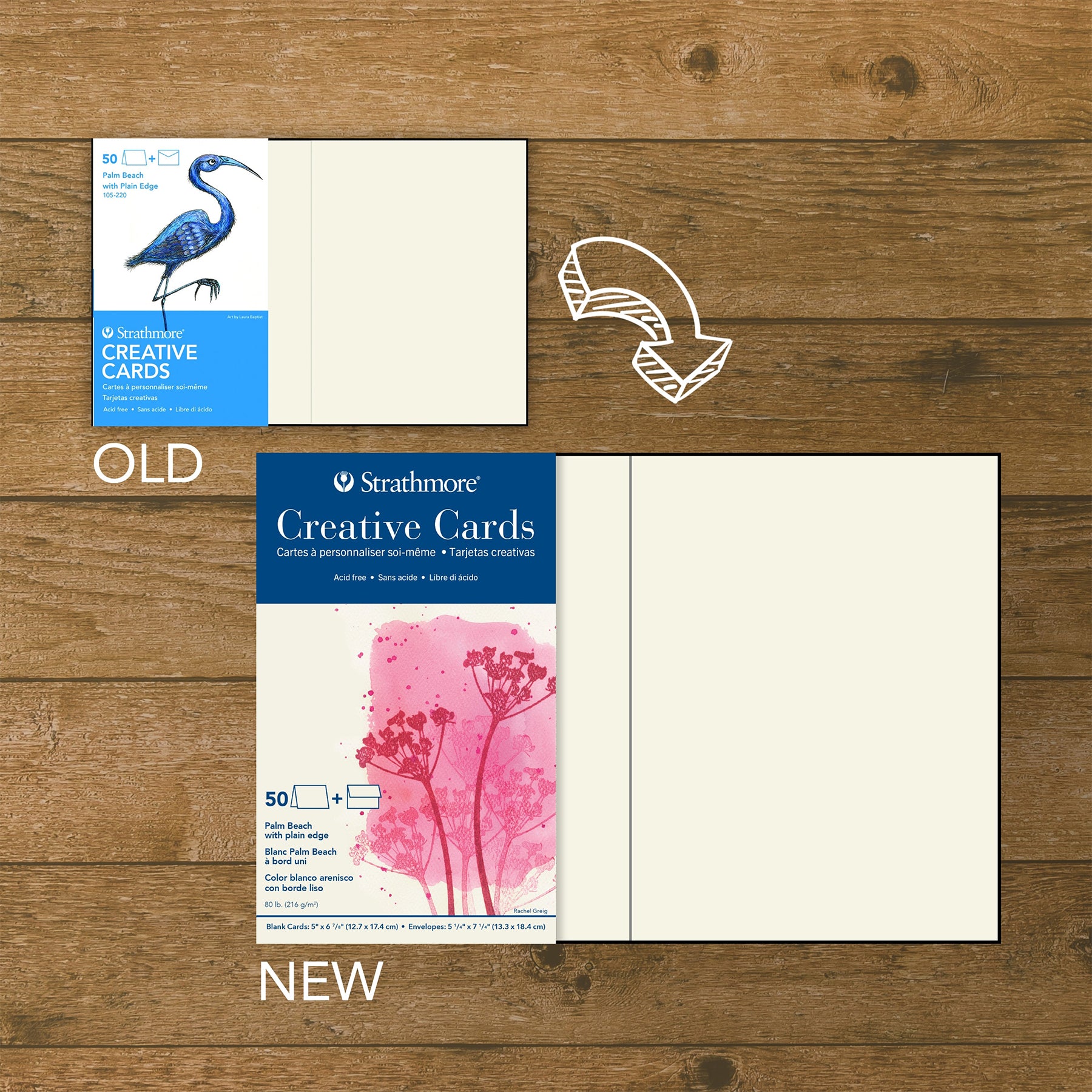 Creative Cards & Envelopes, Palm Beach with Plain Edge, Full Size, 5x6.875 inch, Pack of 50