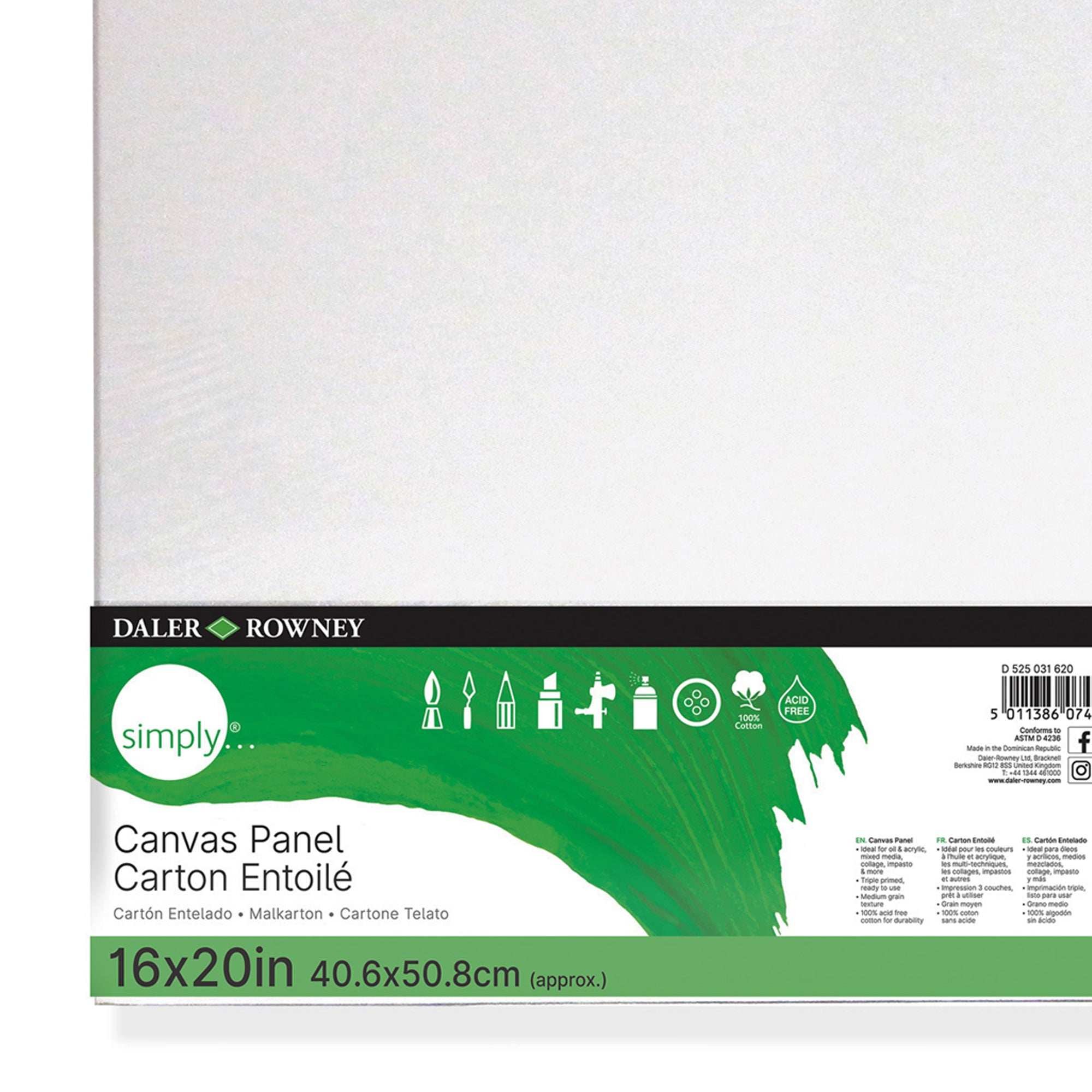 Simply White Canvas Panels Set, 16" x 20", 3-Pack