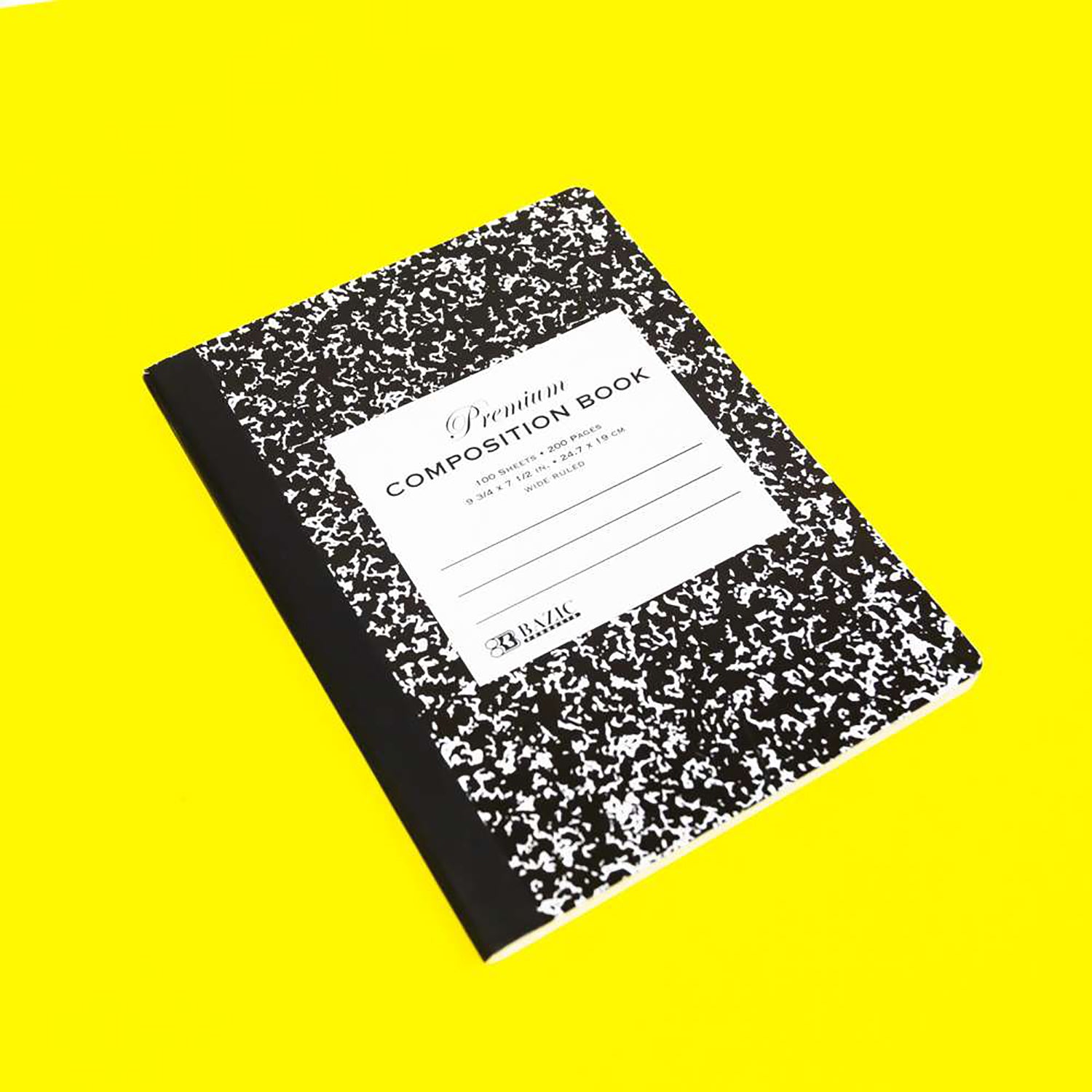 Premium Composition Book, Wide Ruled, Black Marble, 100 Sheets