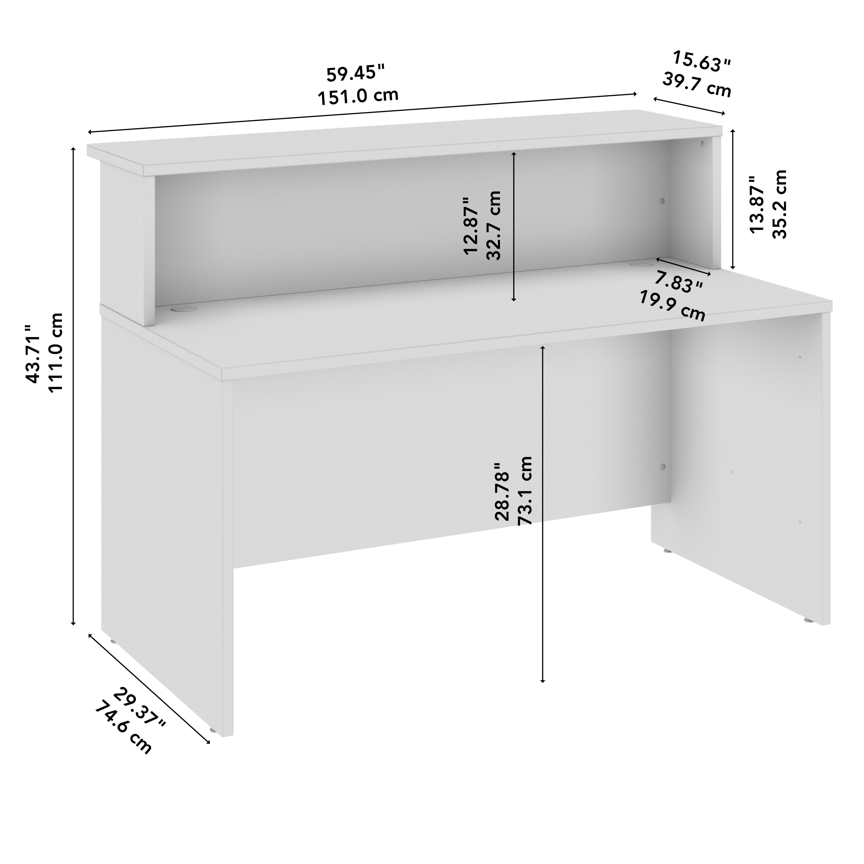 Bush Business Furniture Arrive 60W x 30D Reception Desk with Shelf in Natural Elm - 59.45" Width x 29.37" Depth x 43.71" Height
