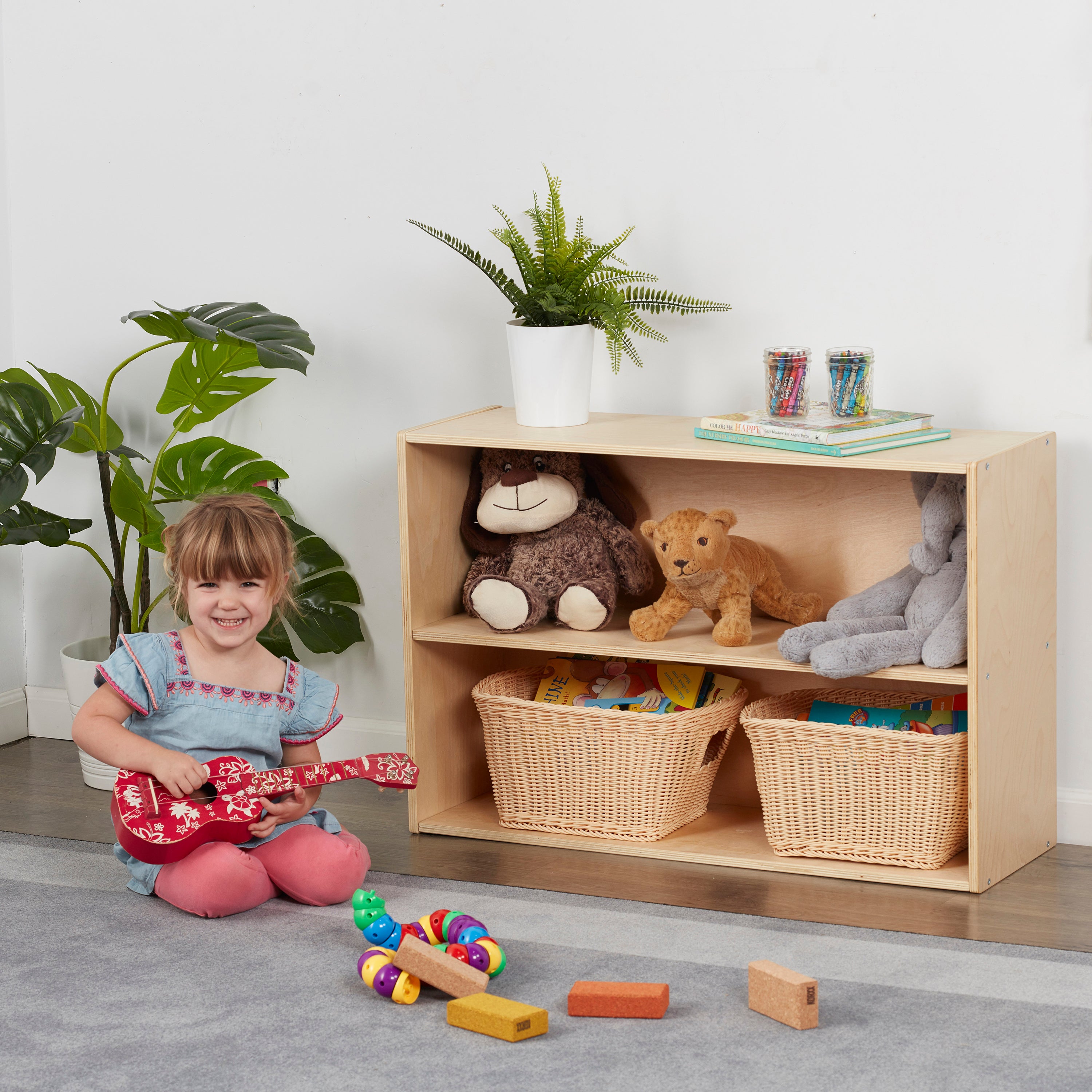Streamline 2-Shelf Storage Cabinet with Back 24in H - Natural