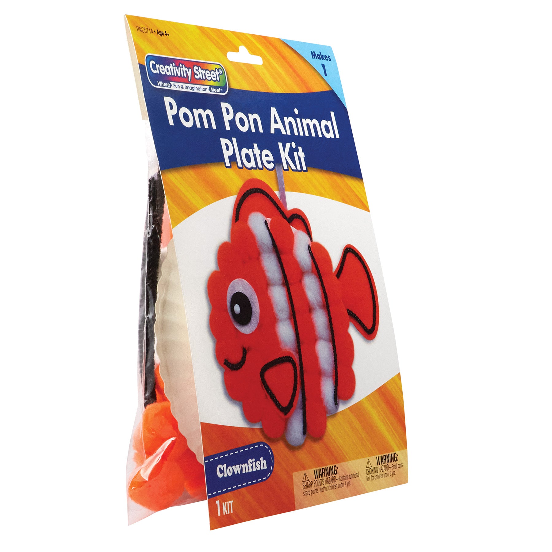 Pom Pon Animal Plate Kit, Clownfish, 7.5" x 8" x 1", 1 Kit