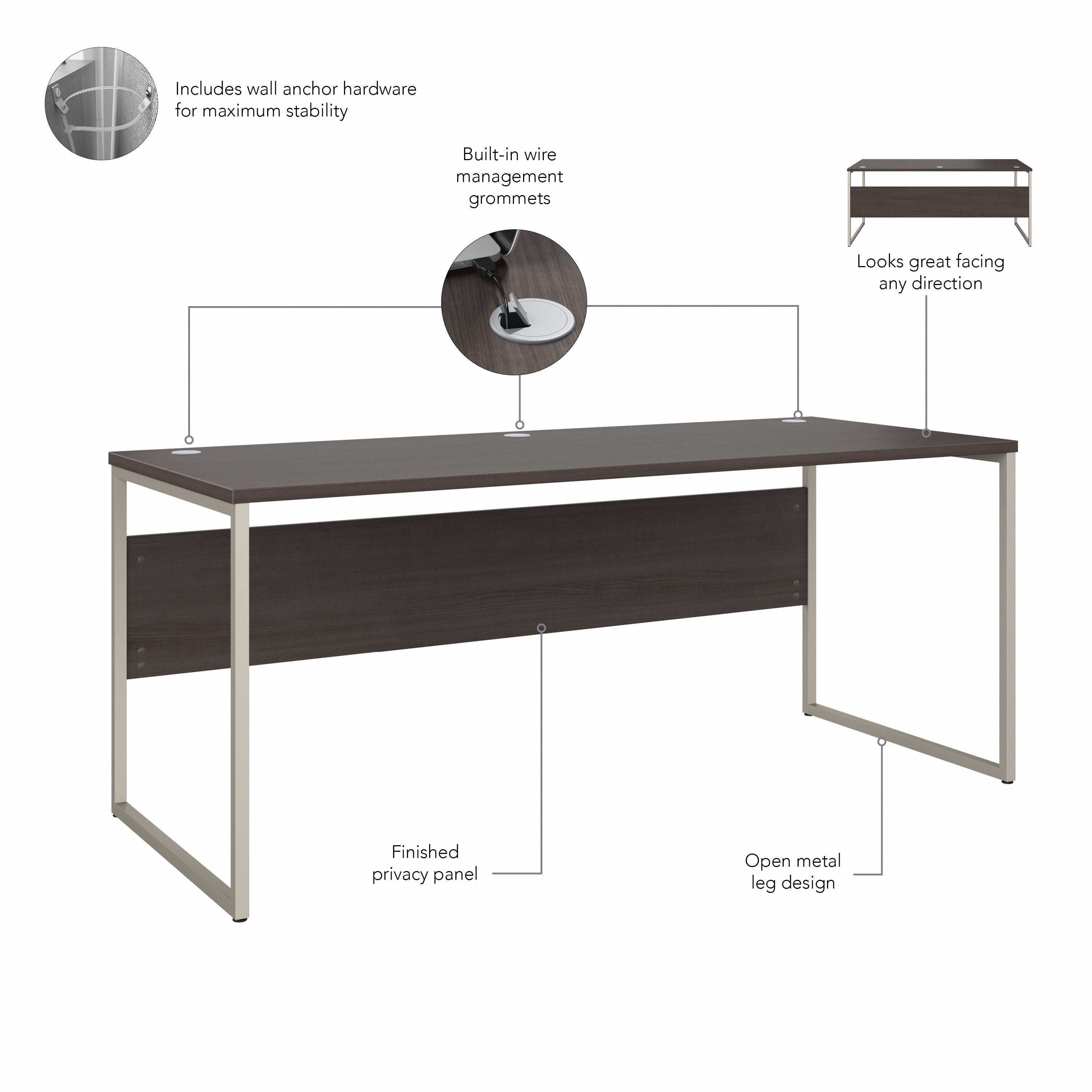 Bush Business Furniture Hybrid 72W x 30D Computer Table Desk with Metal Legs in Storm Gray - 71.02" Width x 29.37" Depth x 29.91" Height