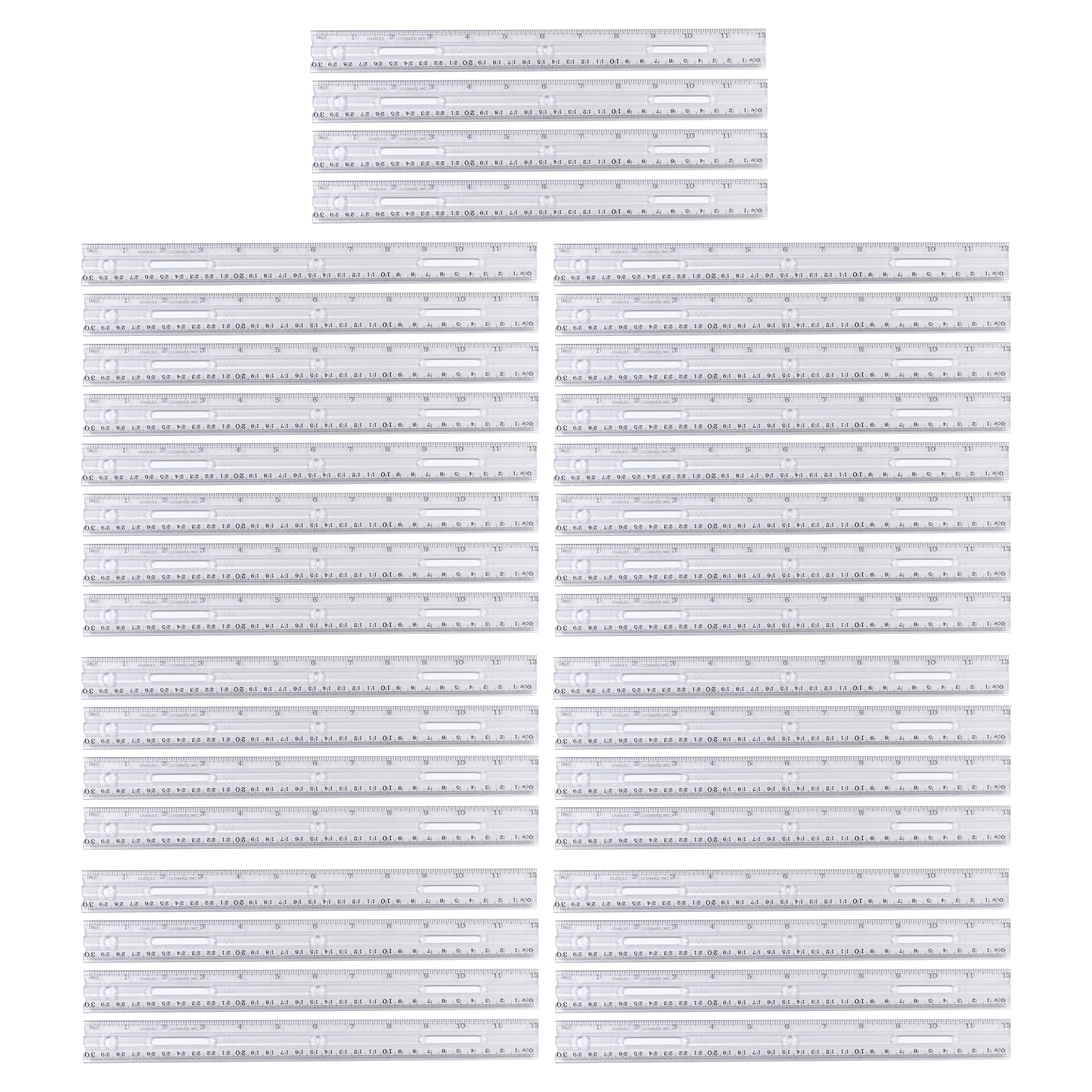 Plastic Ruler with Pencil Groove, 12-Inch, Clear, Pack of 36