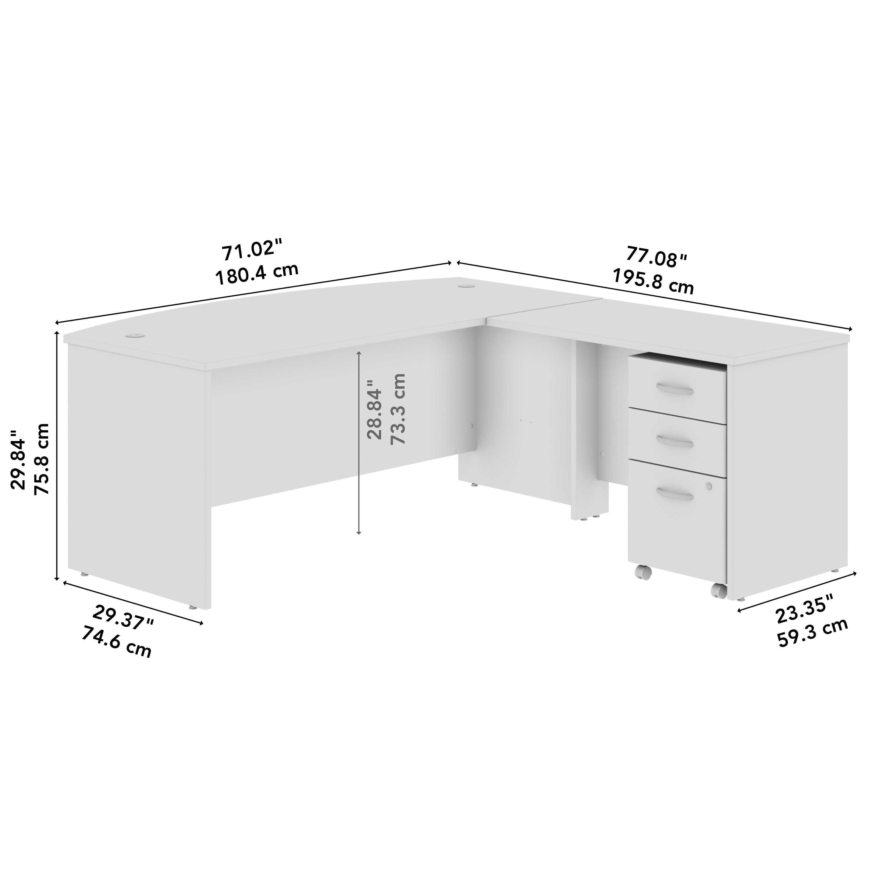 Bush Business Furniture Series C 72W Bow Front L Shaped Desk with 42W Return and Mobile File Cabinet in Mocha Cherry - 71.02" Width x 77.08" Depth x 29.84" Height