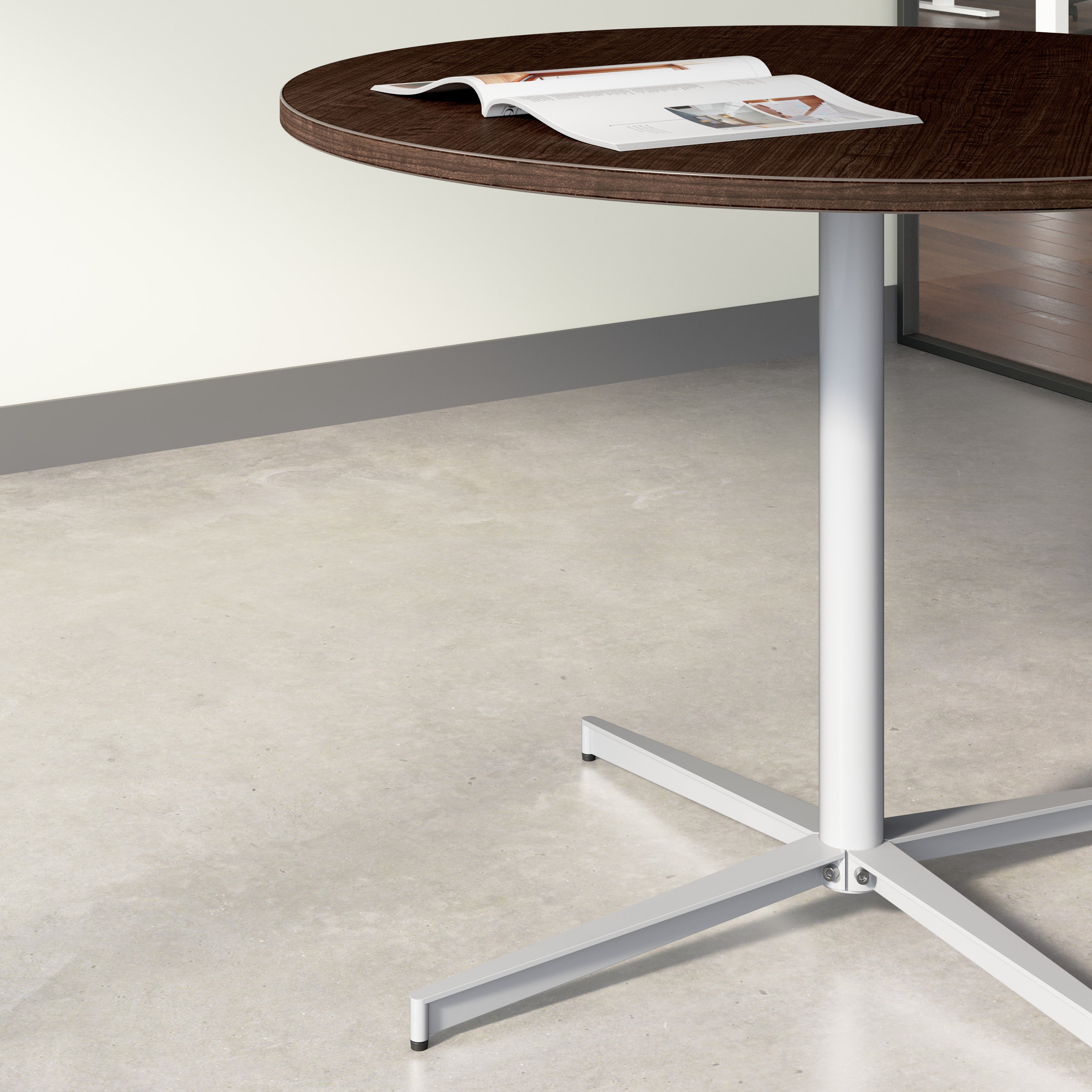Bush Business Furniture 42-inch Round Conference Table with Metal Base in Mocha Cherry - 41.38" Width x 41.38" Depth x 30.33" Height