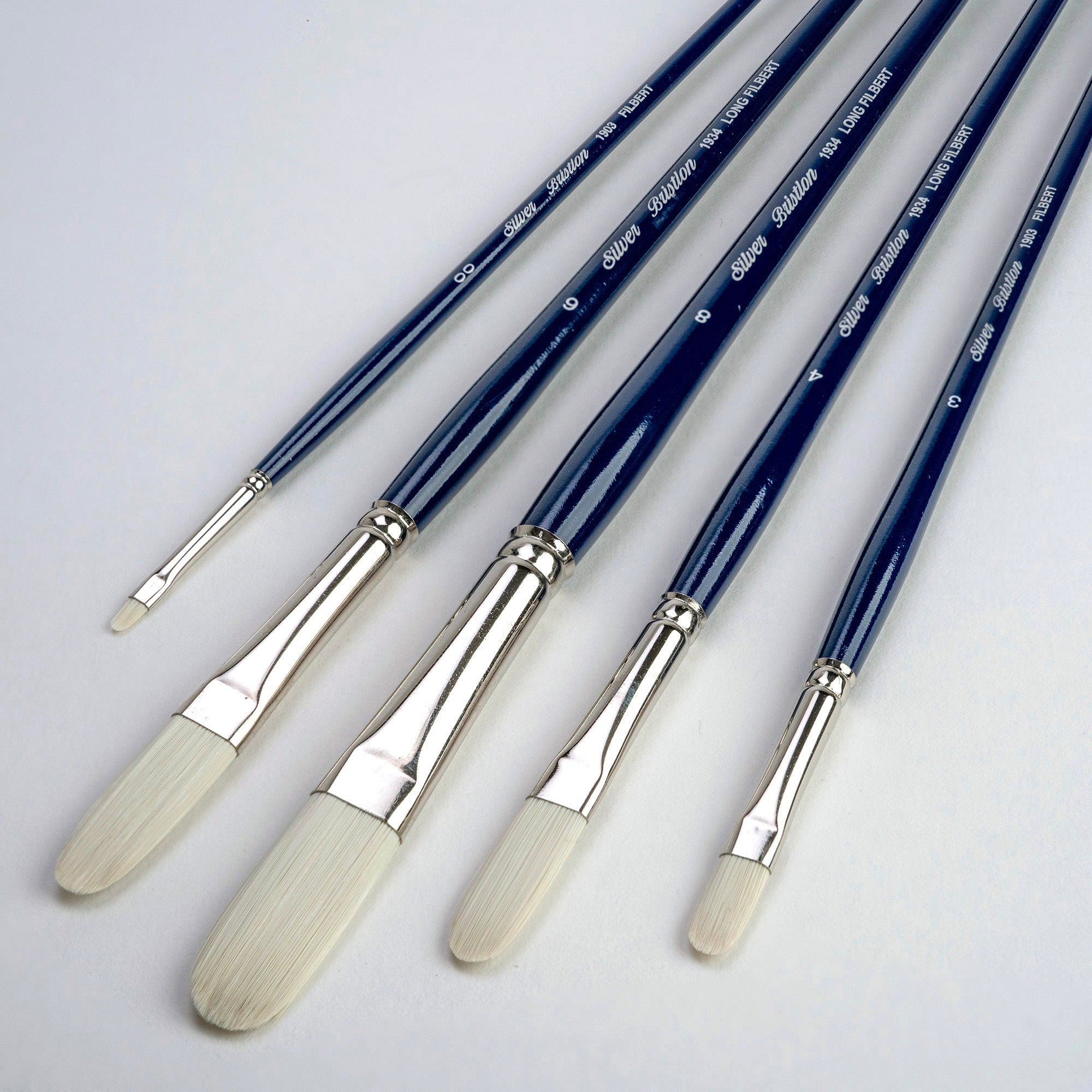 Bristlon Long Filbert Brush Set, 5 Brushes
