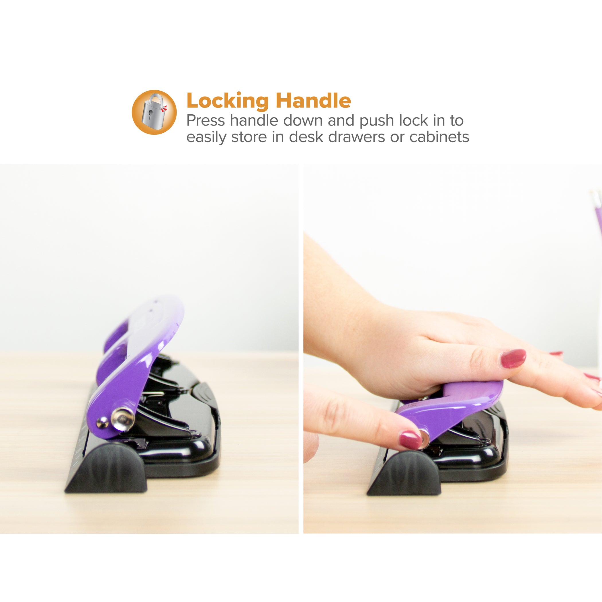 EZ Squeeze™ 3-Hole Punch, 12 Sheets, Purple
