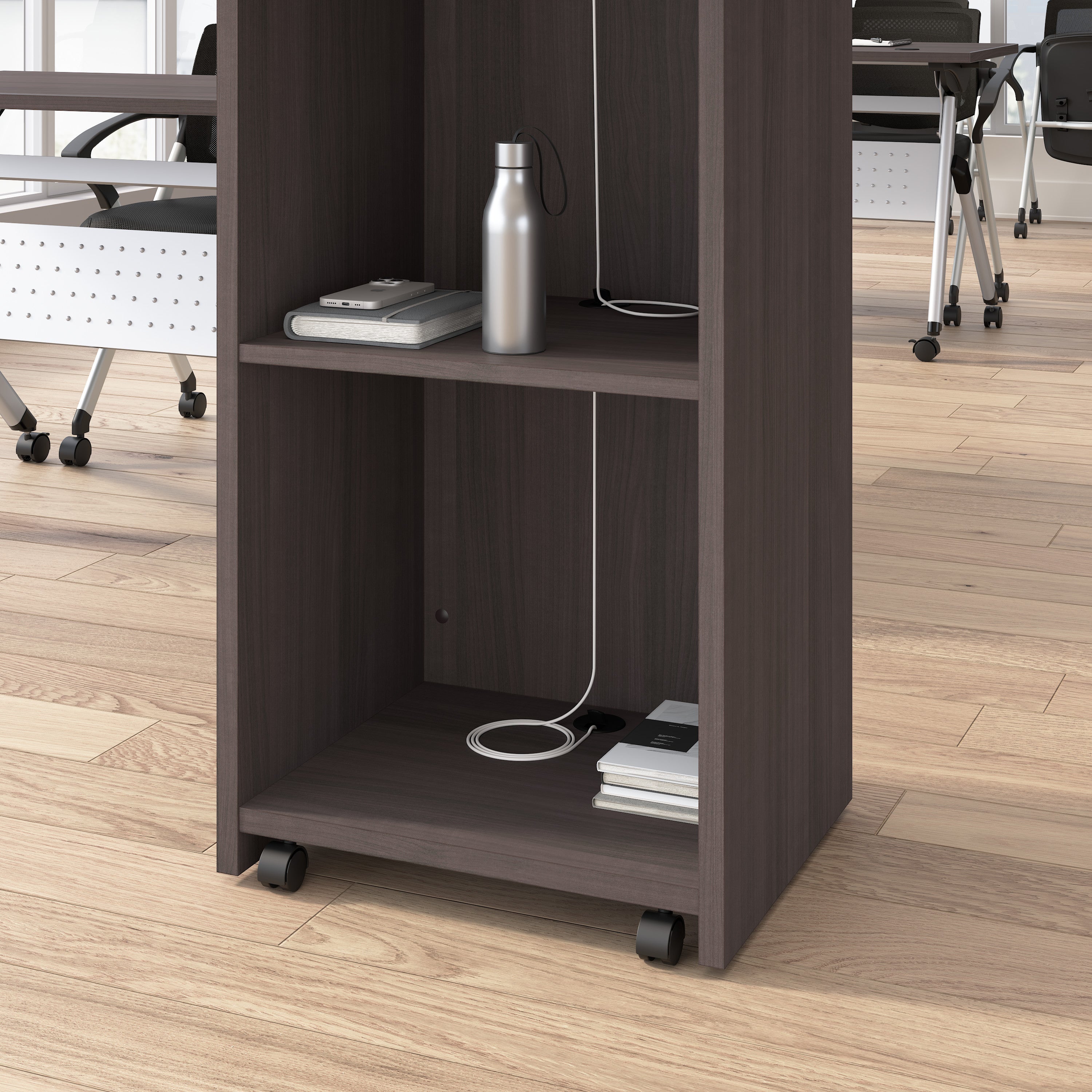 Bush Business Furniture Envision Podium Lectern in Storm Gray - 28.5" Width x 18.39" Depth x 47.17" Height