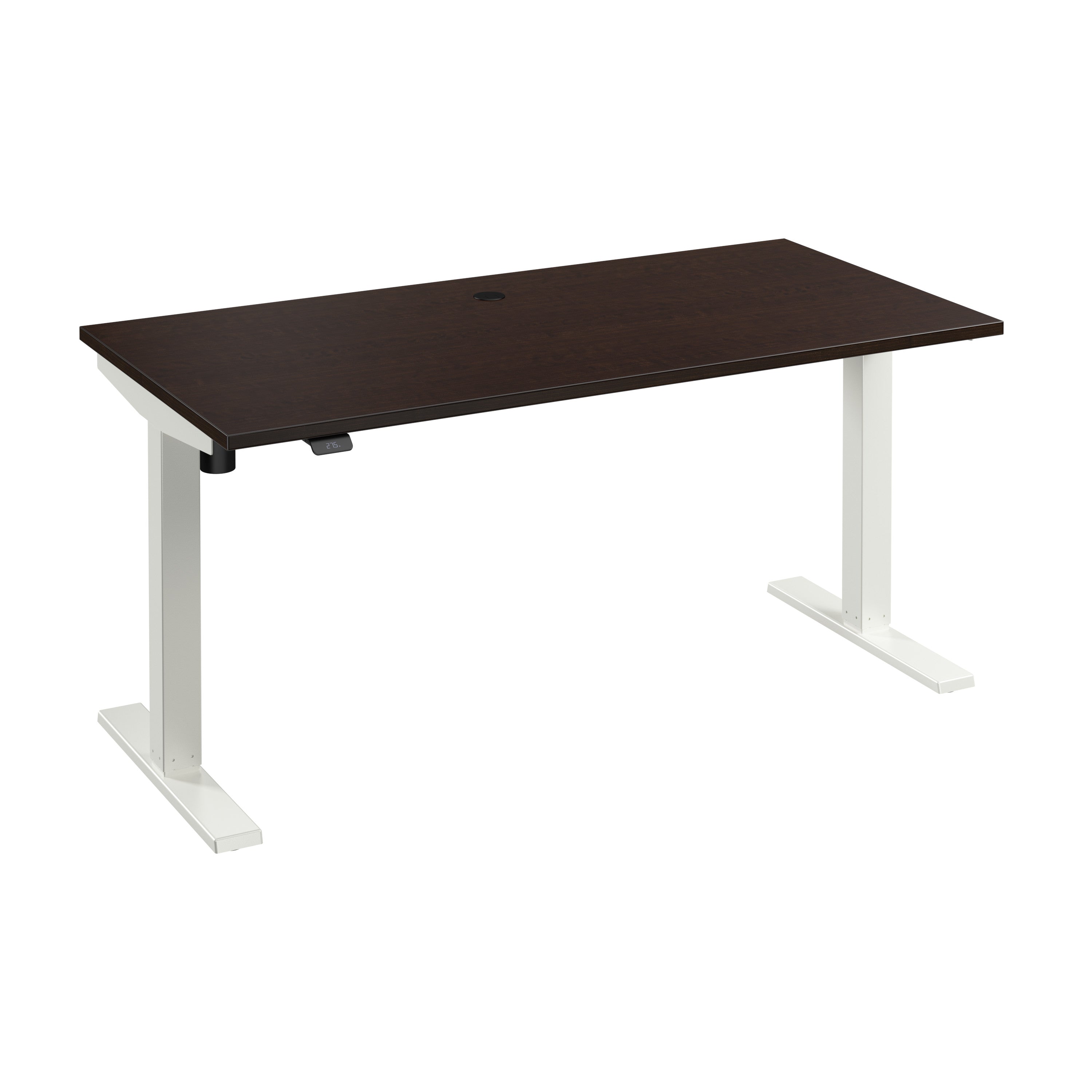 Bush Business Furniture Move 40 Series 60W x 30D Electric Height Adjustable Standing Desk in Mocha Cherry with White Base - 59.45" Width x 29.37" Depth x 28.17" Height