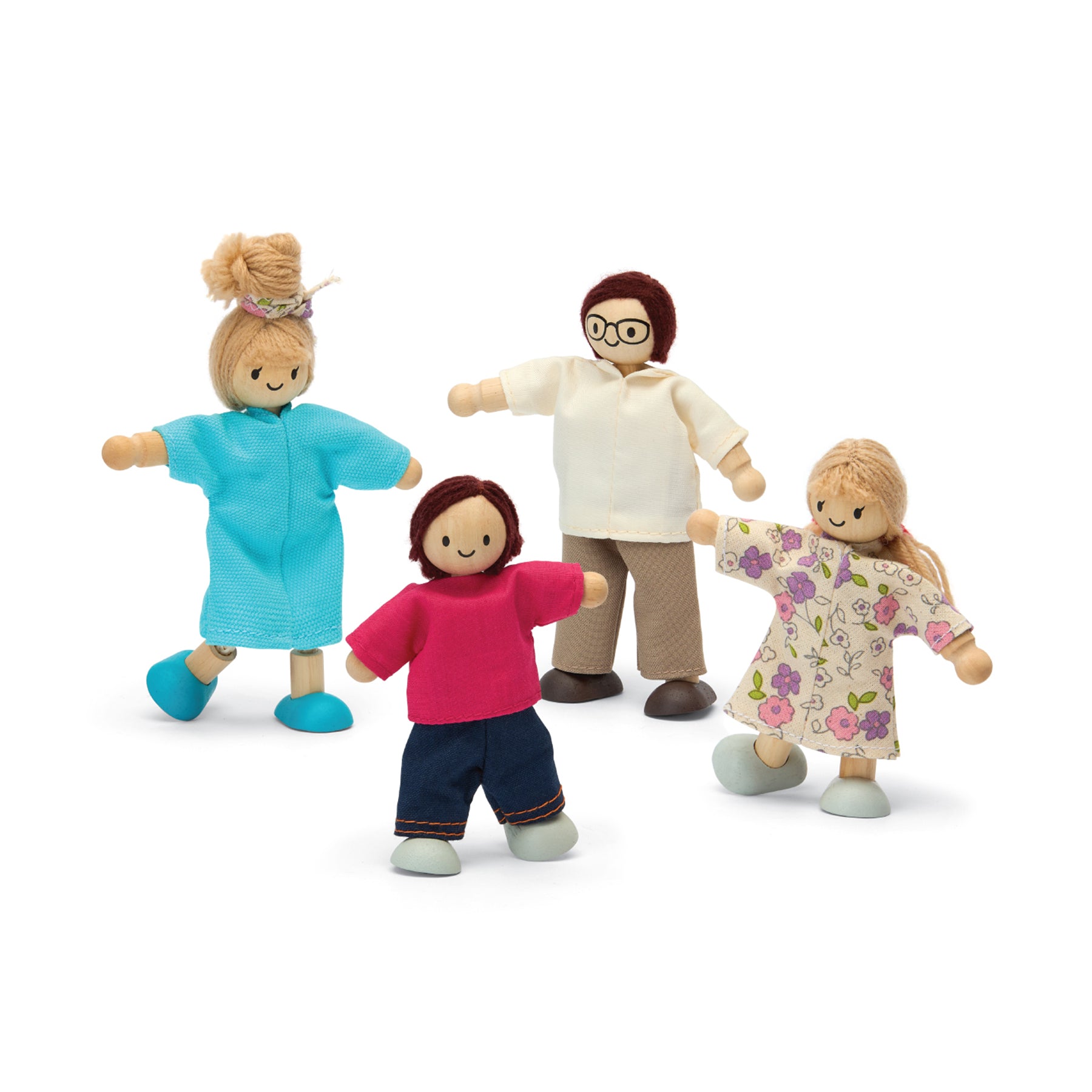 Wooden Doll Family - Light Skin Tone & Brown Hair