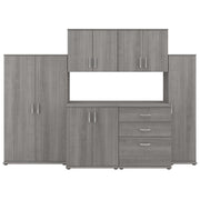 Bush Business Furniture Universal 108W 6 Piece Modular Storage Set with Floor and Wall Cabinets in Platinum Gray - 108.08" Width x 24.69" Depth x 61.81" Height