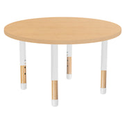 36" x 36" Round Thermofused Activity Table with Adjustable Chunky Wood Legs - Maple Grain/White/Natural