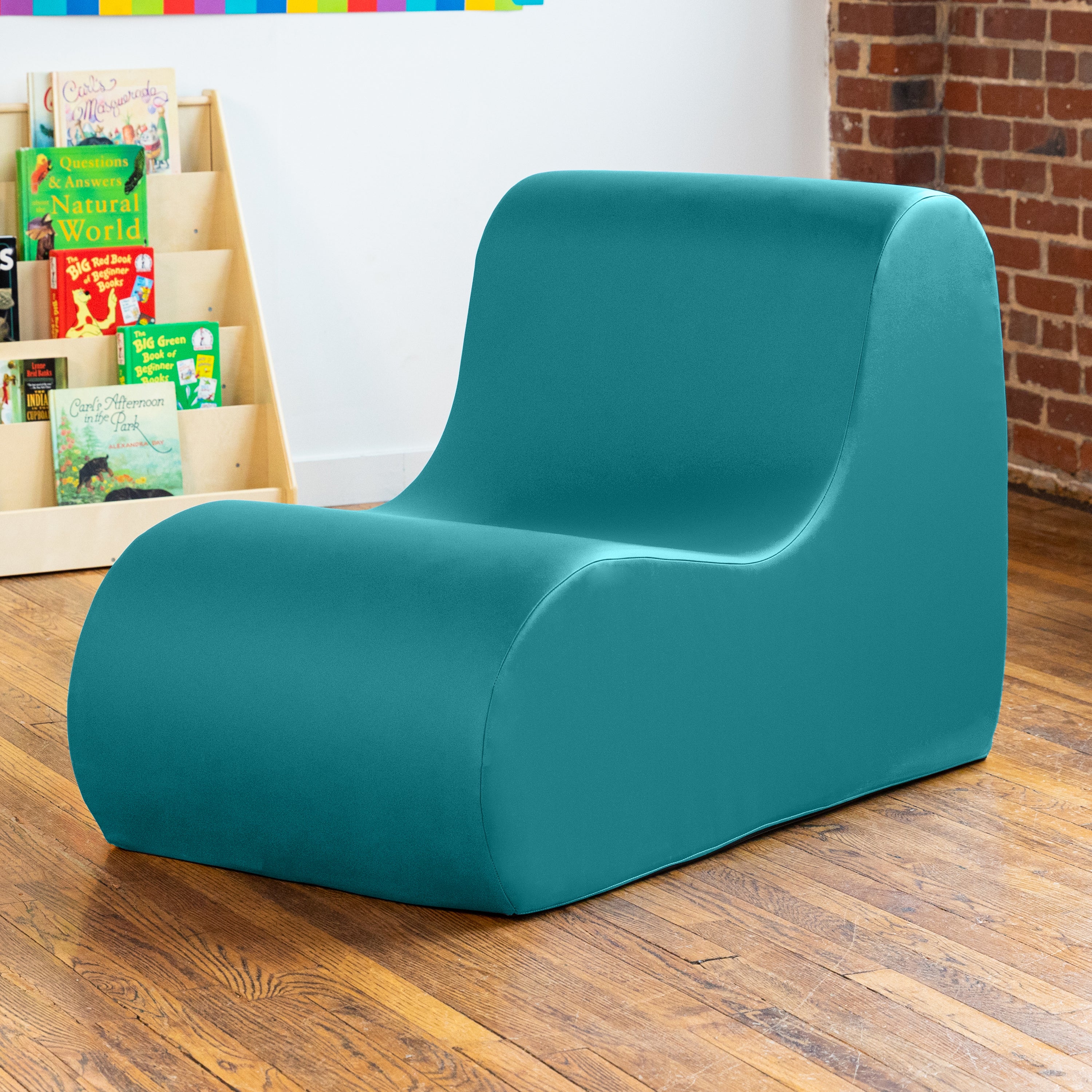 Jaxx Midtown Large Classroom Soft Foam Chair - Premium Vinyl Cover, Turquoise