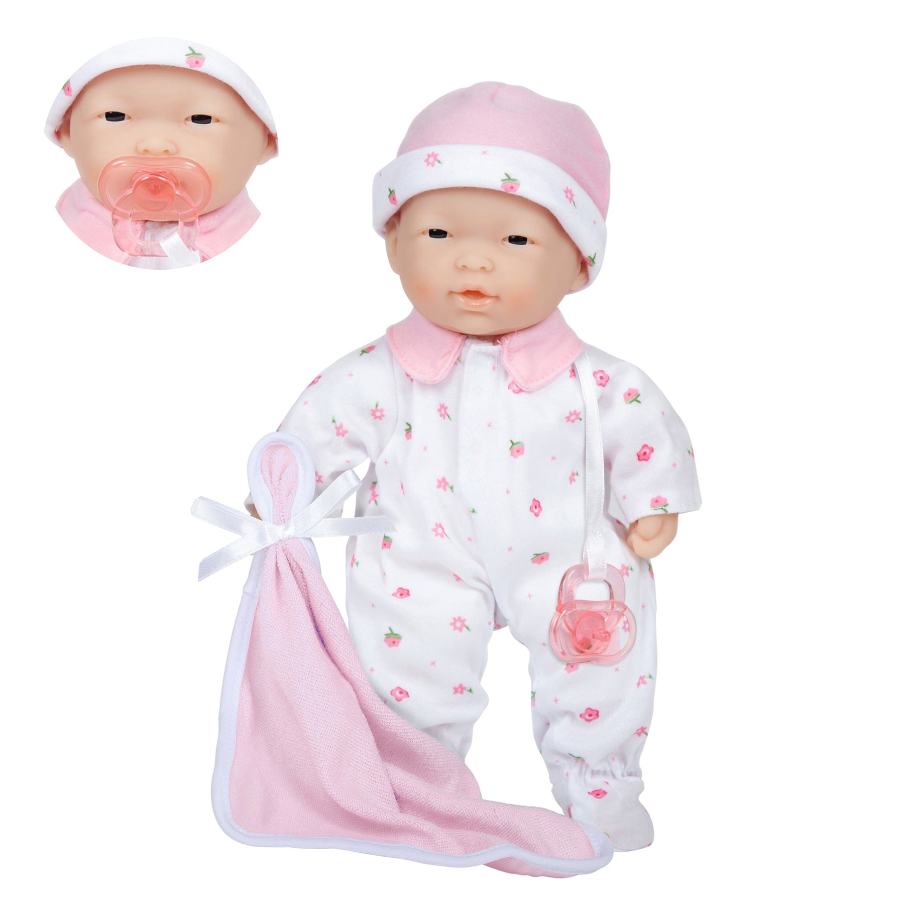 La Baby Soft 11" Baby Doll, Pink with Blanket, Asian