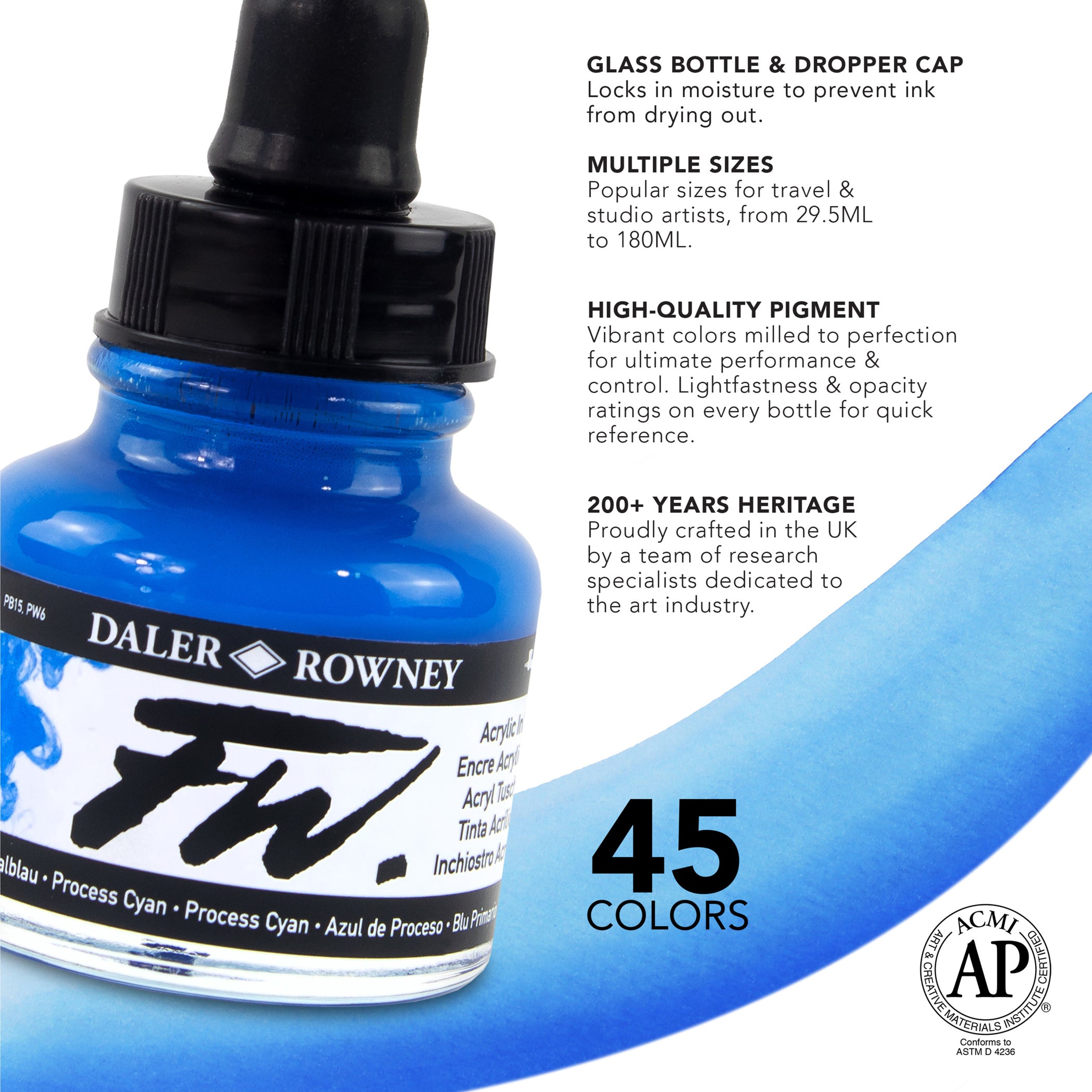 FW Acrylic Ink, White, 29.5ml, 1 Count