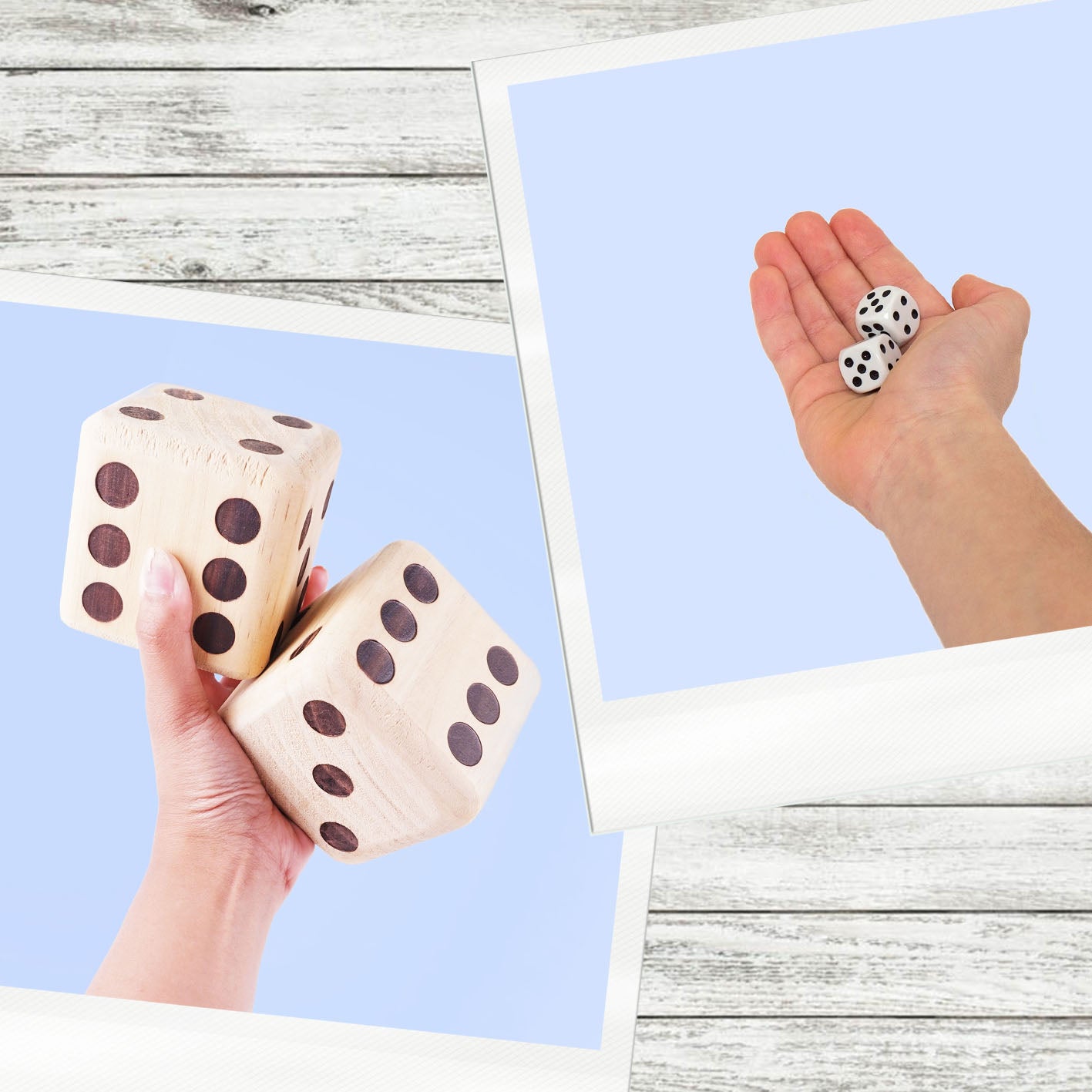 5 Wood Dice in a Burlap Bag