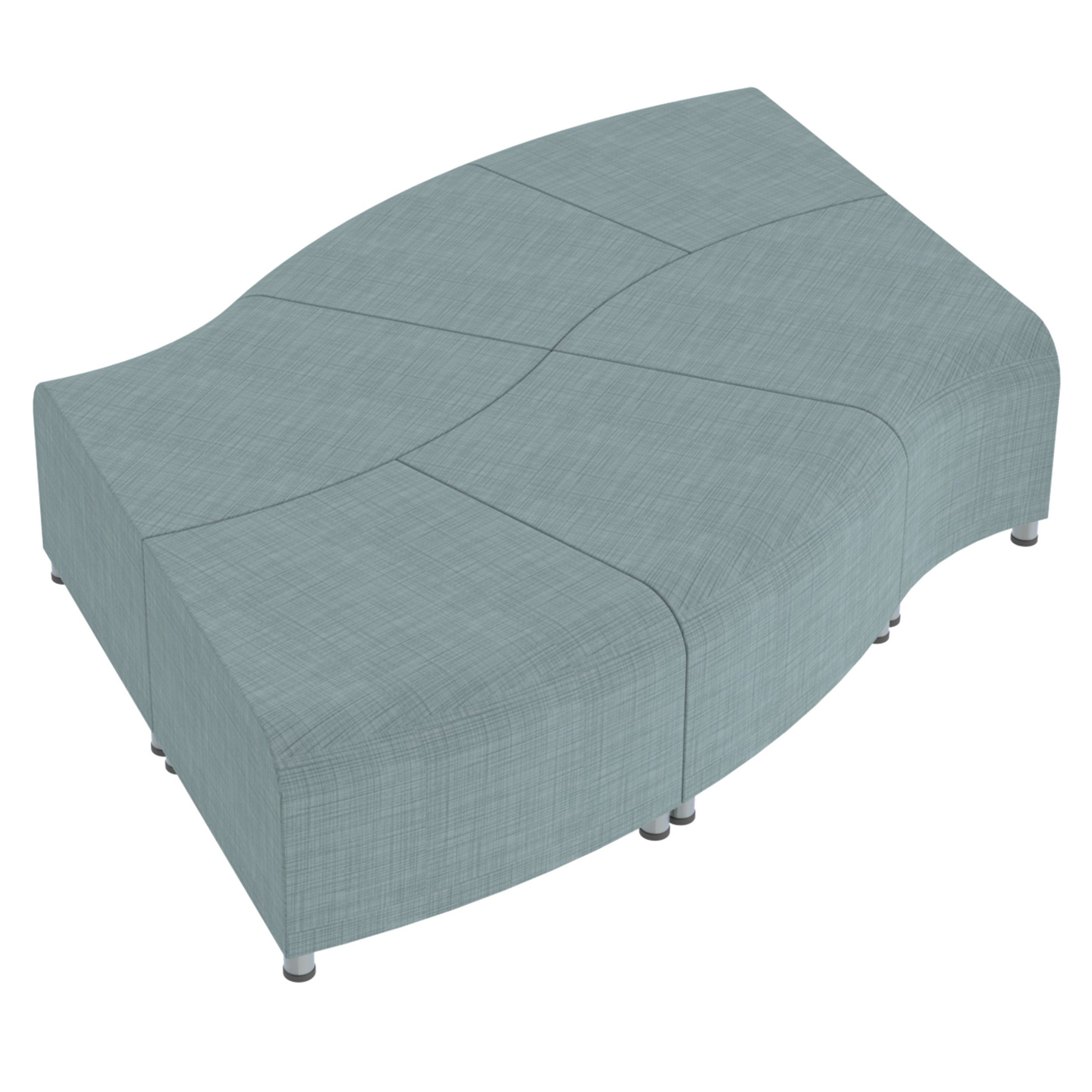 Pro Series Connect Edged Ripple Backless Seating, 6-Piece Set - Sky Blue Crosshatch