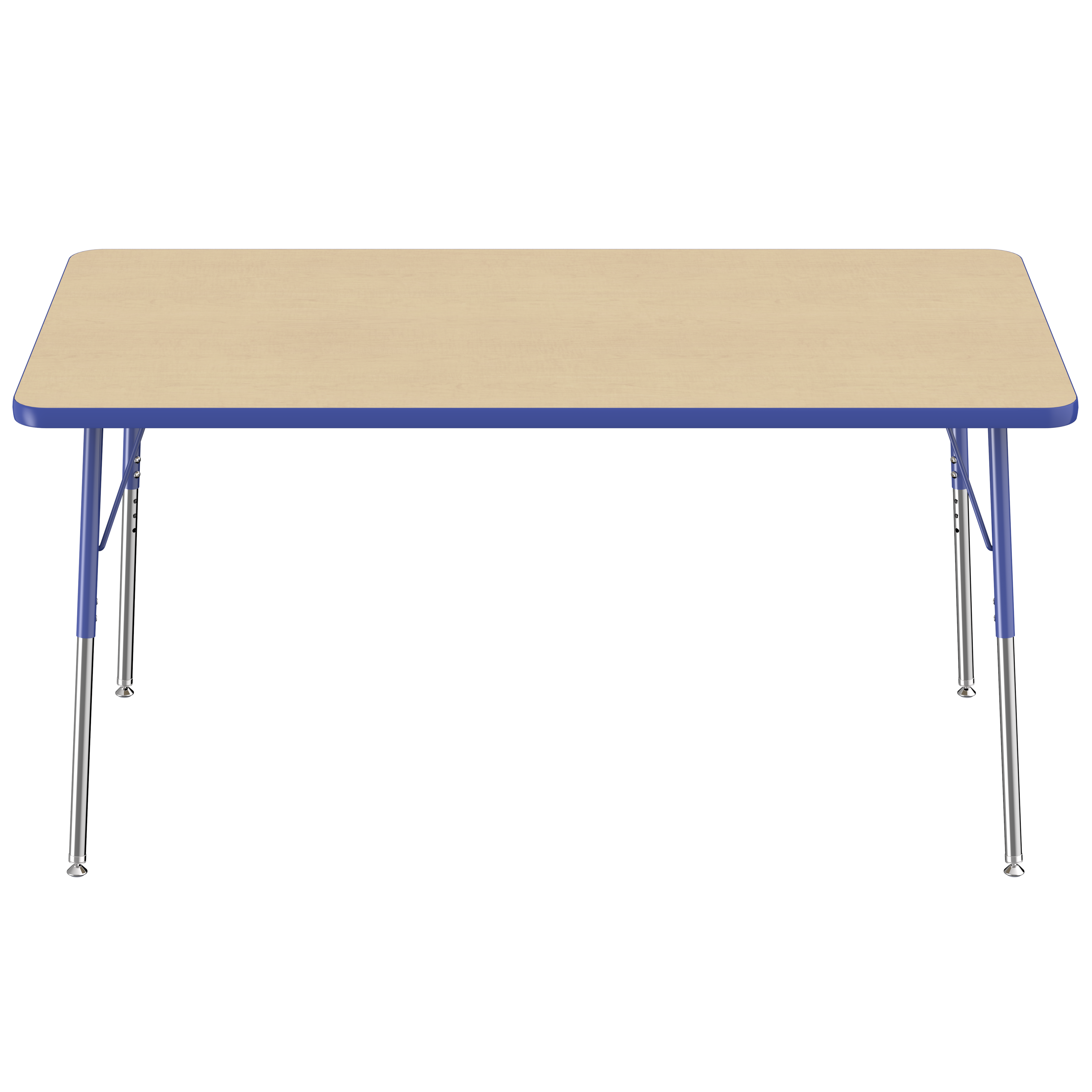 36" x 60" Rectangle T-Molding Activity Table with Adjustable Standard Swivel Glide Legs - Maple/Blue