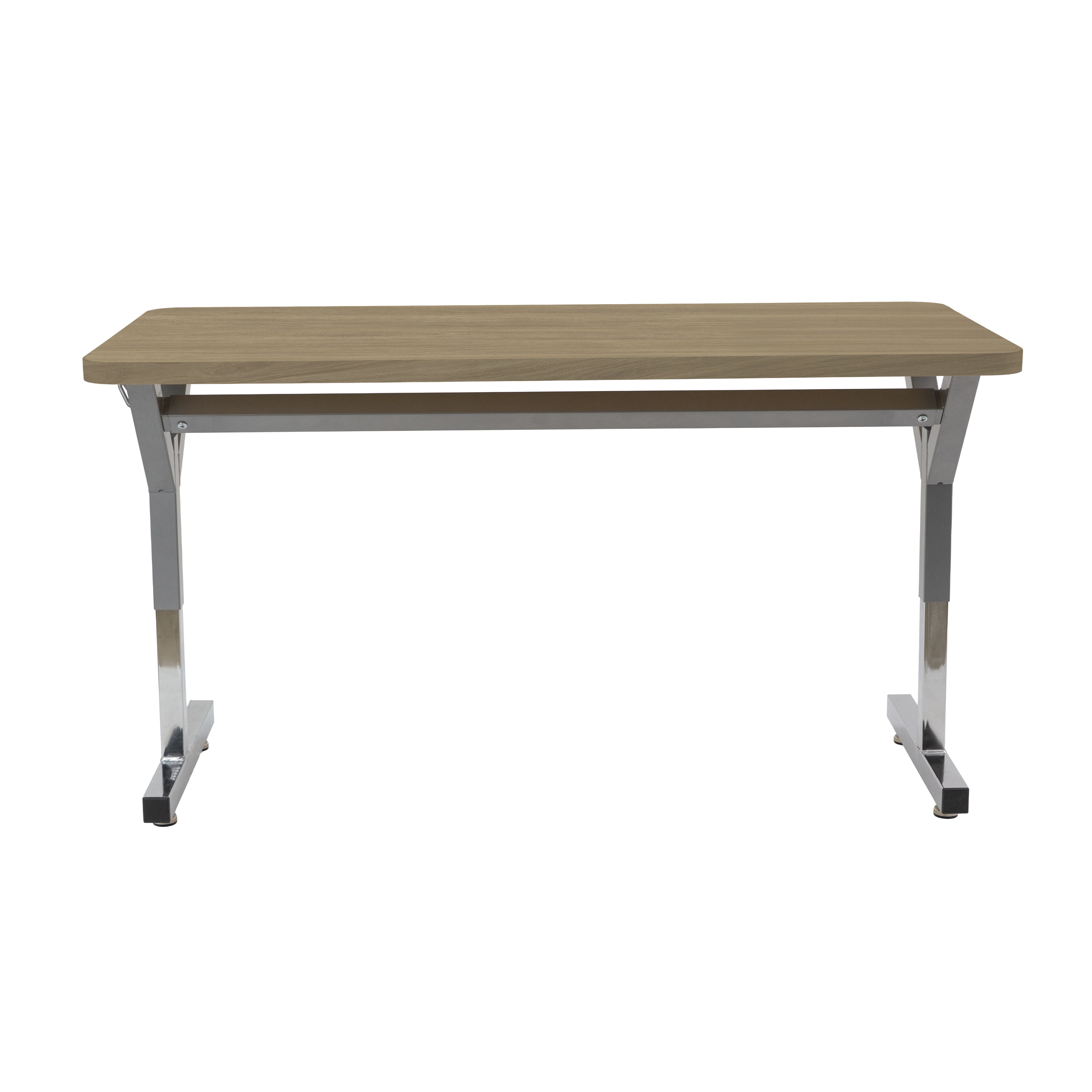 20" x 48" Rectangle Thermofused Table Desk with Adjustable Y-Frame - Pasadena Oak/Silver