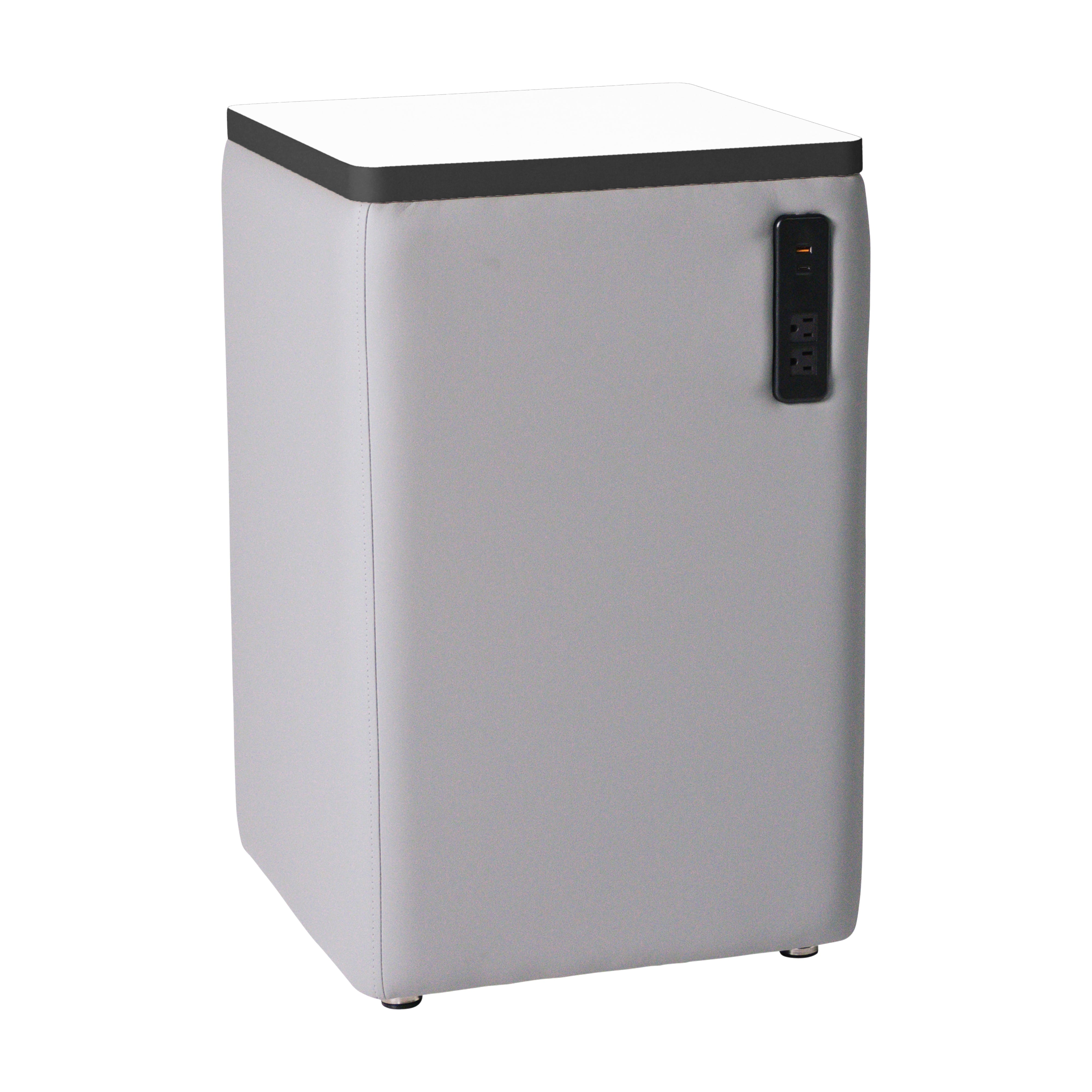 Pro Series Upholstered 18" x 18" Square Dry-Erase Ottoman Table with Tech Panel 28" Height - Gray/Whiteboard