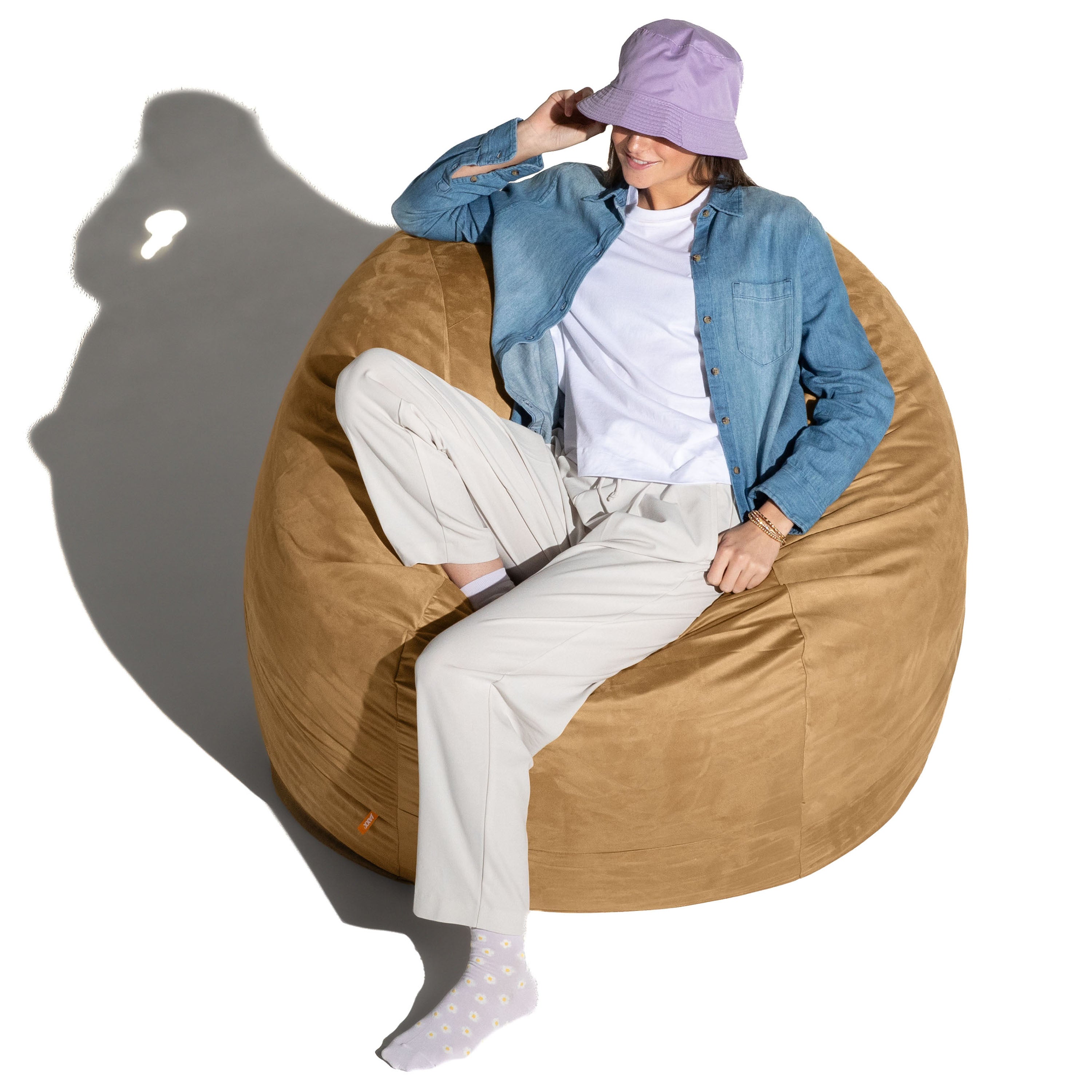 Jaxx 4 ft Round Bean Bag Chair for Adults, Camel