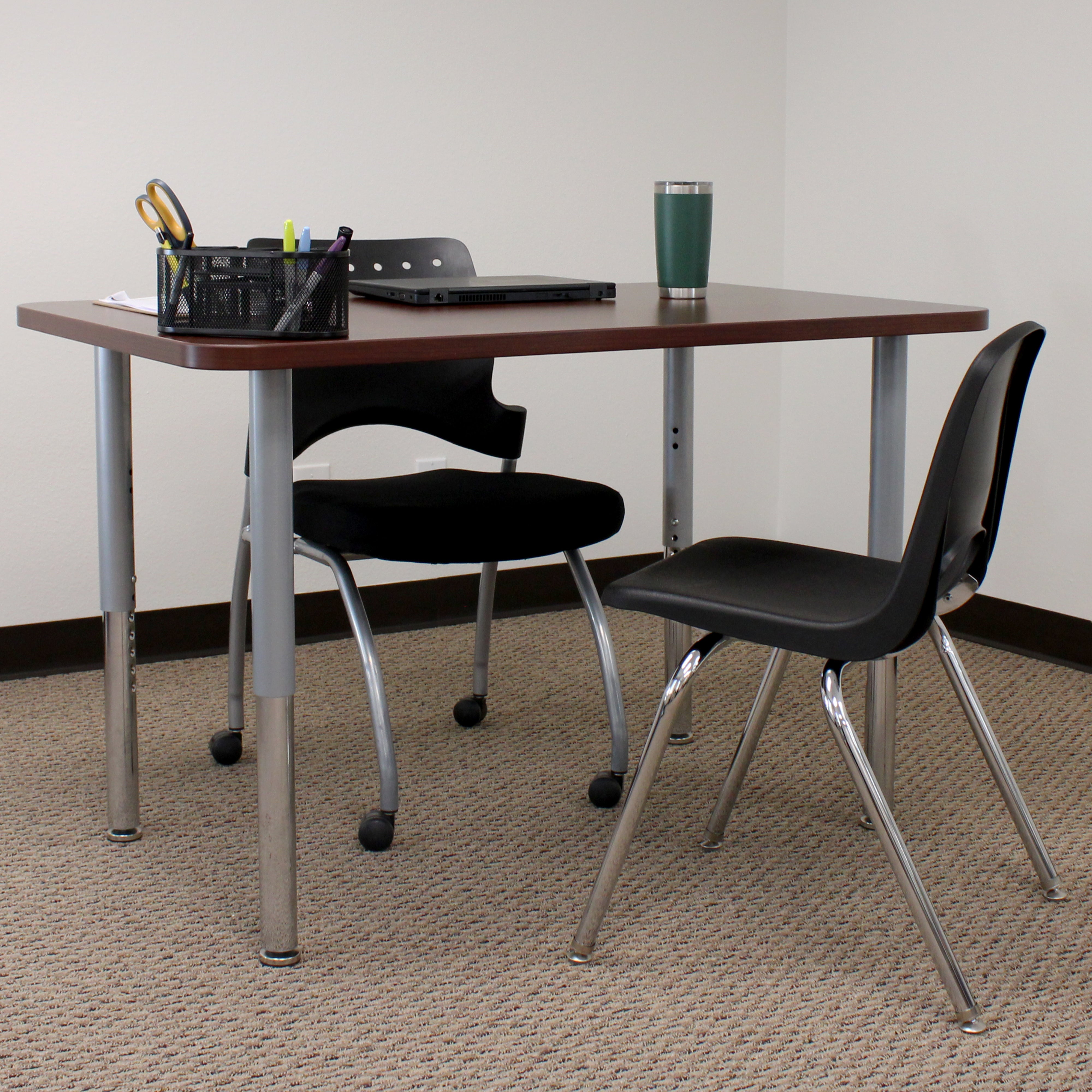 30" x 48" Rectangle La Madera Activity Table with Adjustable Super Legs - Light Gray Wood/Silver