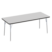 30" x 72" Rectangle T-Molding Activity Table with Adjustable Standard Swivel Glide Legs - Gray/Black/Silver