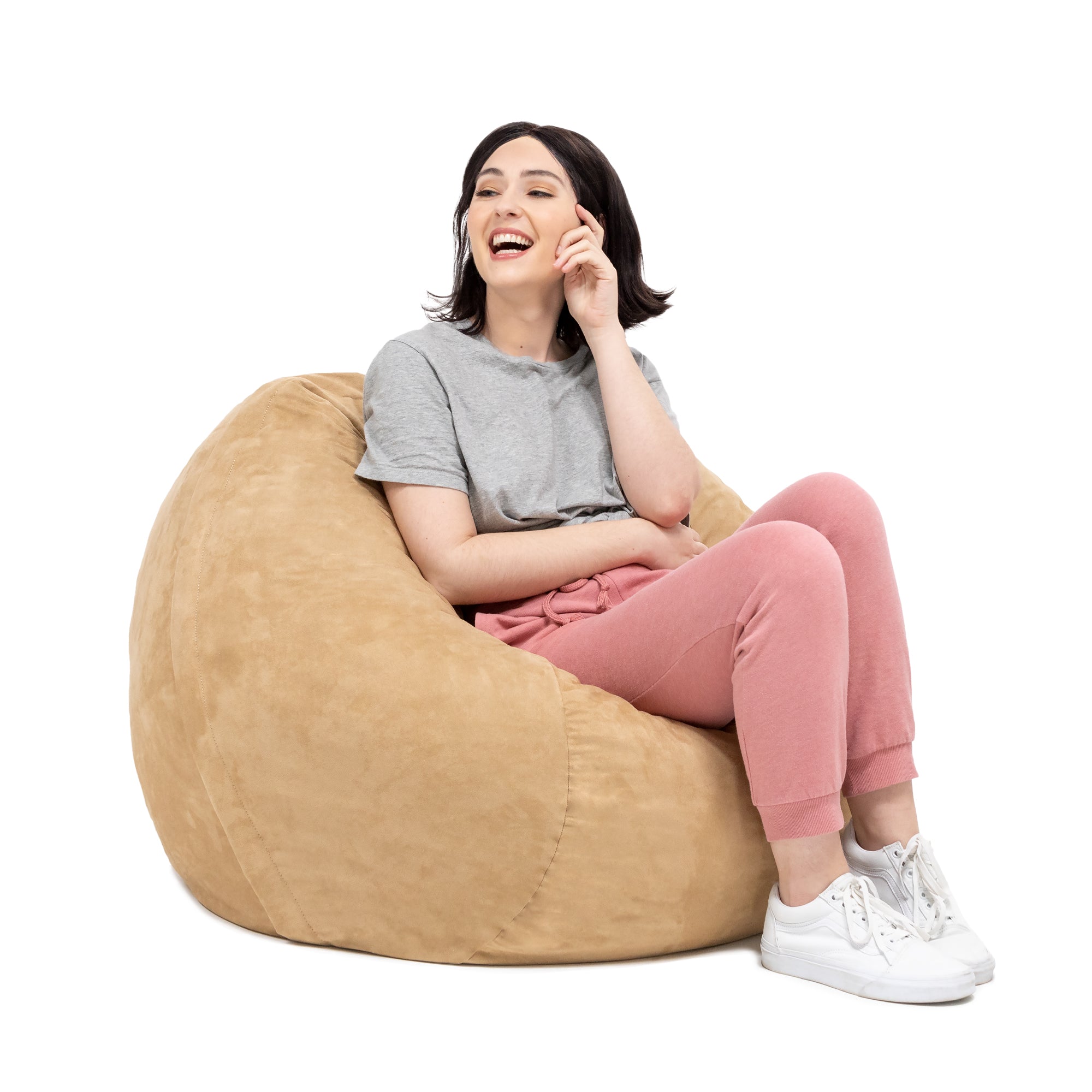 Jaxx Saxx 3 Foot Bean Bag Chair with Removable Cover, Camel