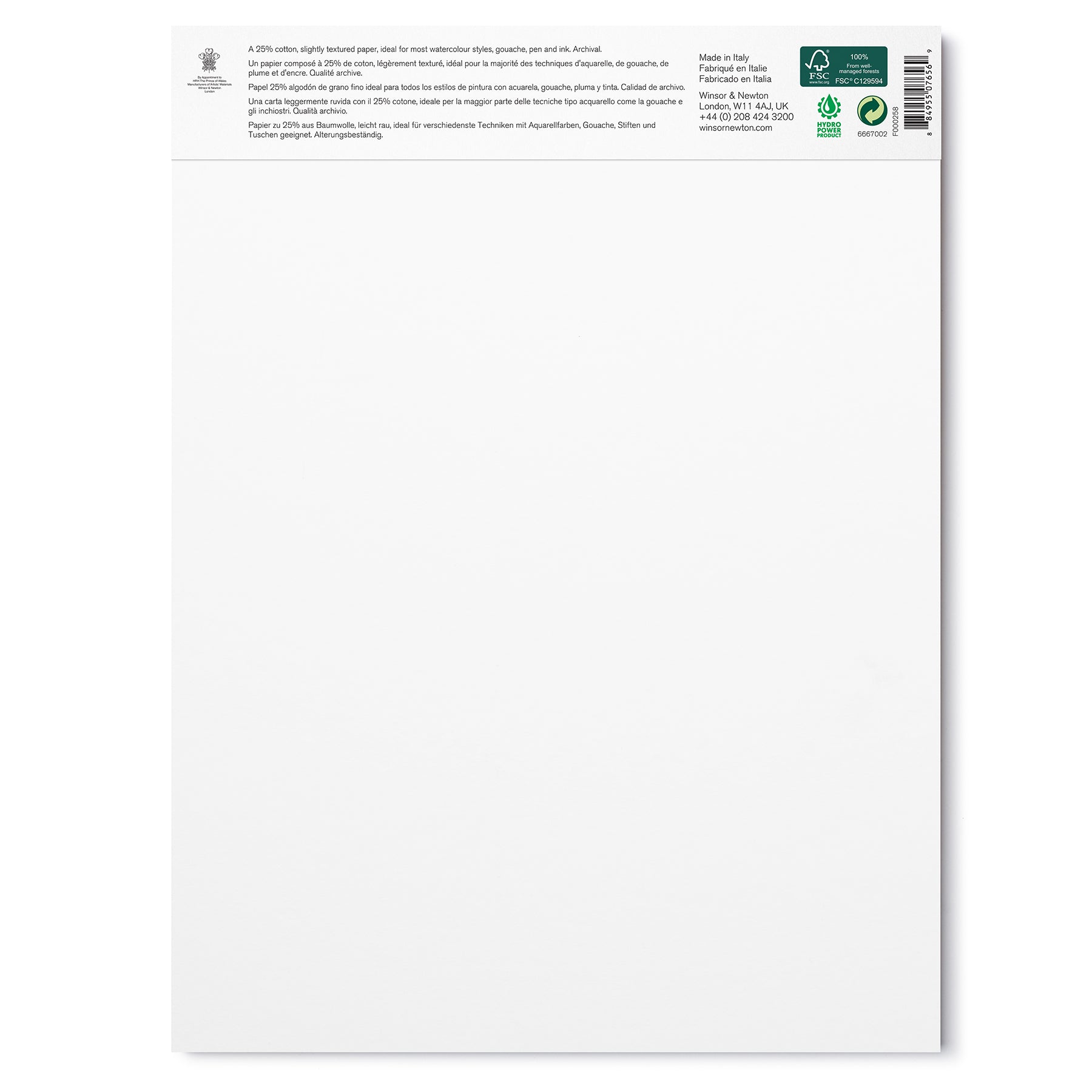 W&N Watercolour Pad 140lb CP - 9x12" (12 sheets)