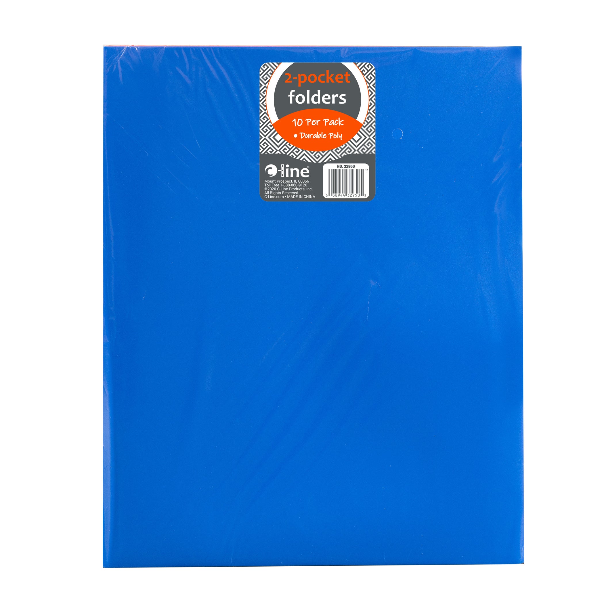 Two-Pocket Heavyweight Poly Portfolio Folder, Assorted Primary Colors, Pack of 10