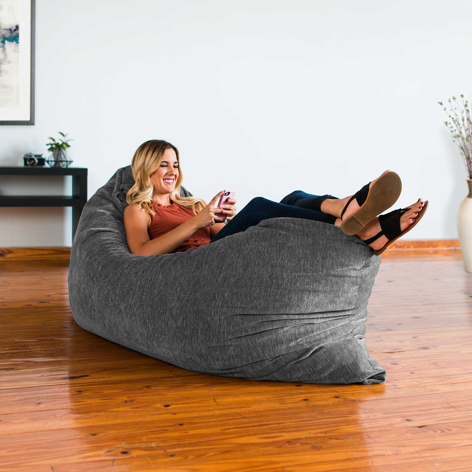 Jaxx Bean Bags Jaxx Floor Pillow Bean Bag Lounger with Chenille Cover Grey…