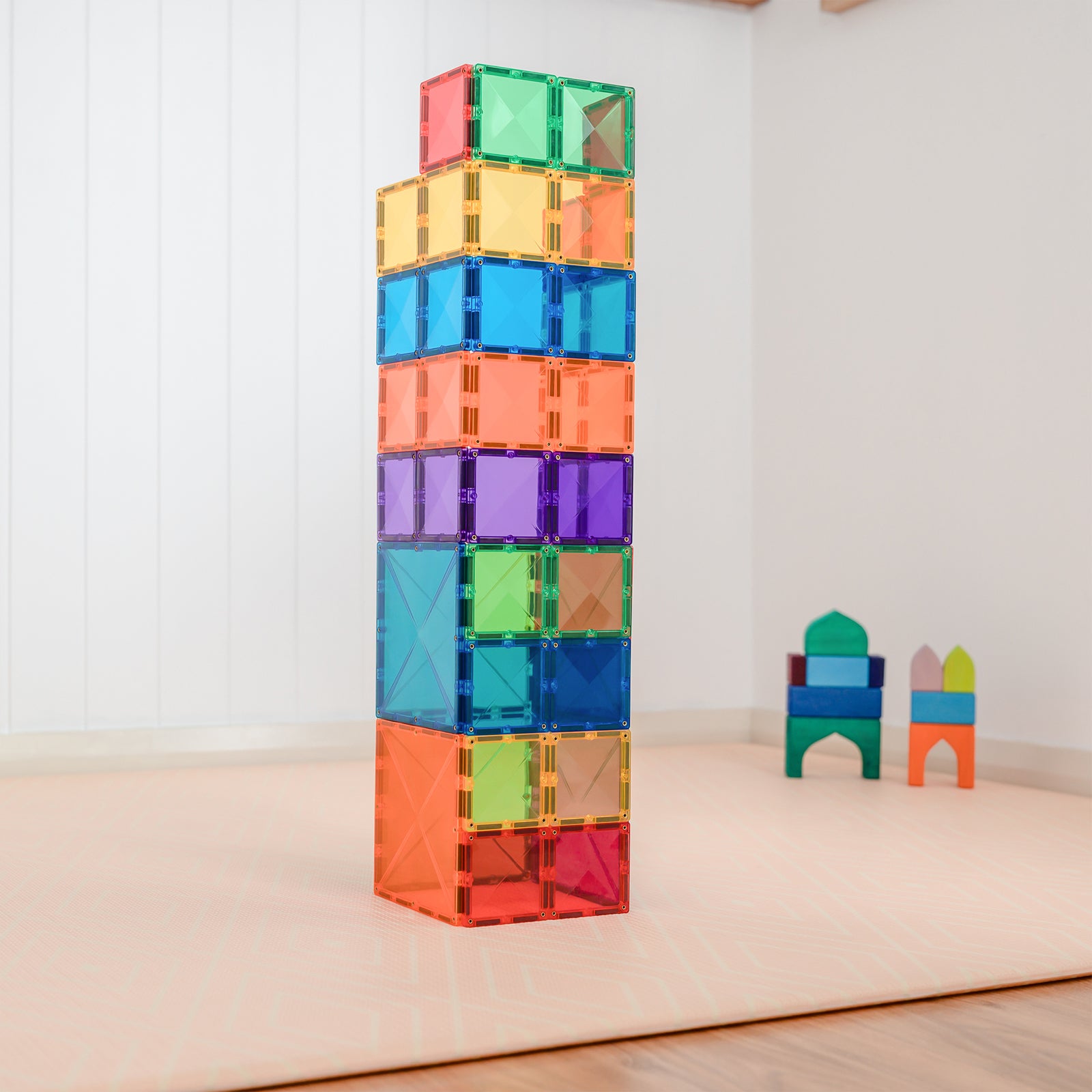 Magnetic Tiles Rainbow Square Pack, 42 Pieces