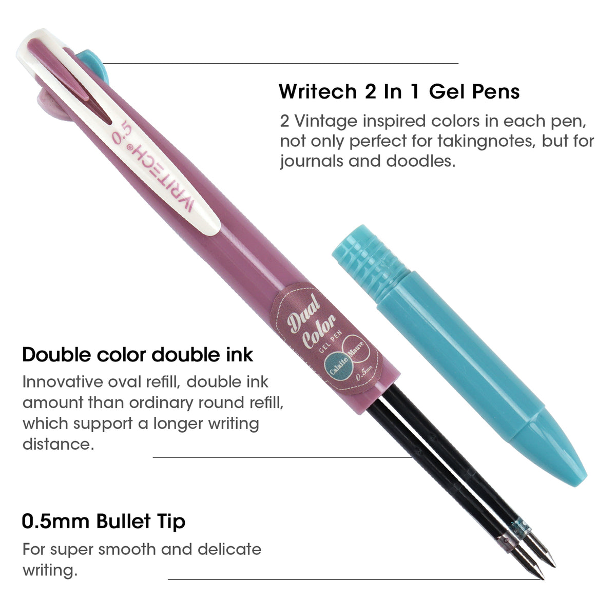 4PK VNTG DUAL COLOR RETRACT GEL PEN