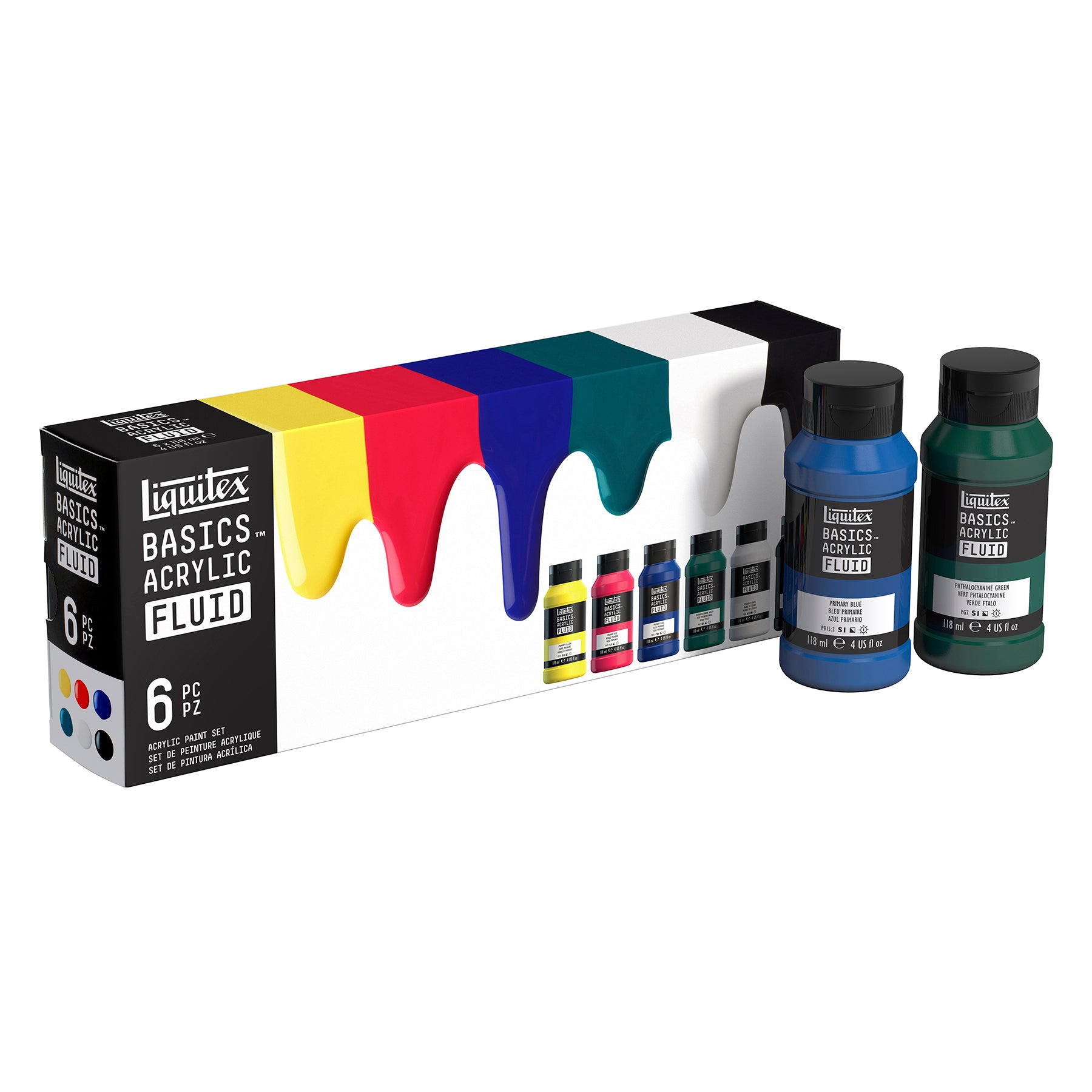 LQ BASICS Acrylic Fluid - 6 x 118ml Bottle Set
