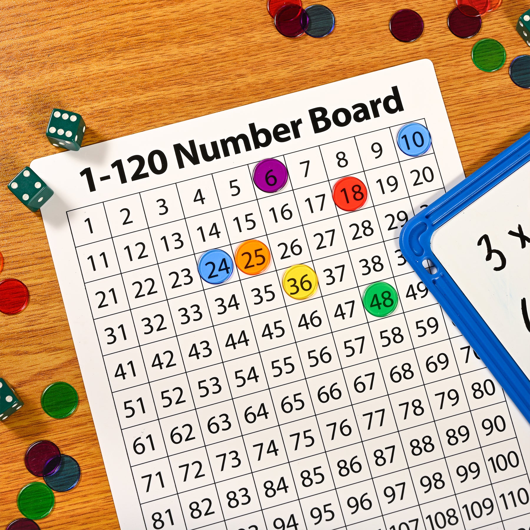 1-120 Number Dry Erase Boards, Set of 10