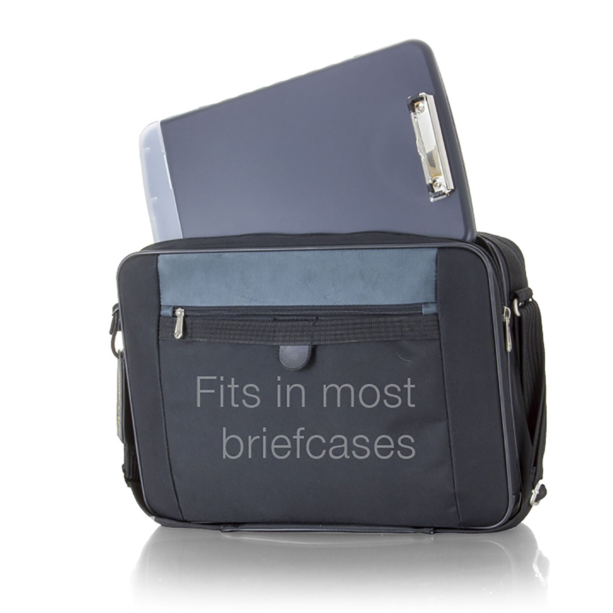 Slim Clipboard Storage Box, Low Profile Clip & Storage Compartment, Charcoal