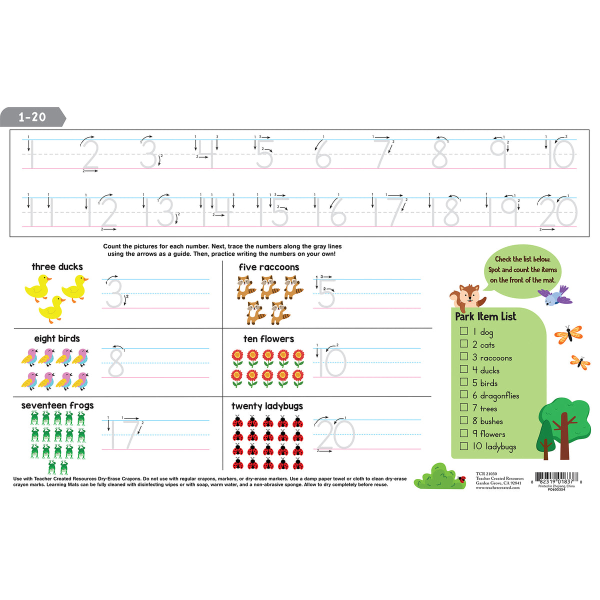 COUNTING 1-20 LEARNING MAT