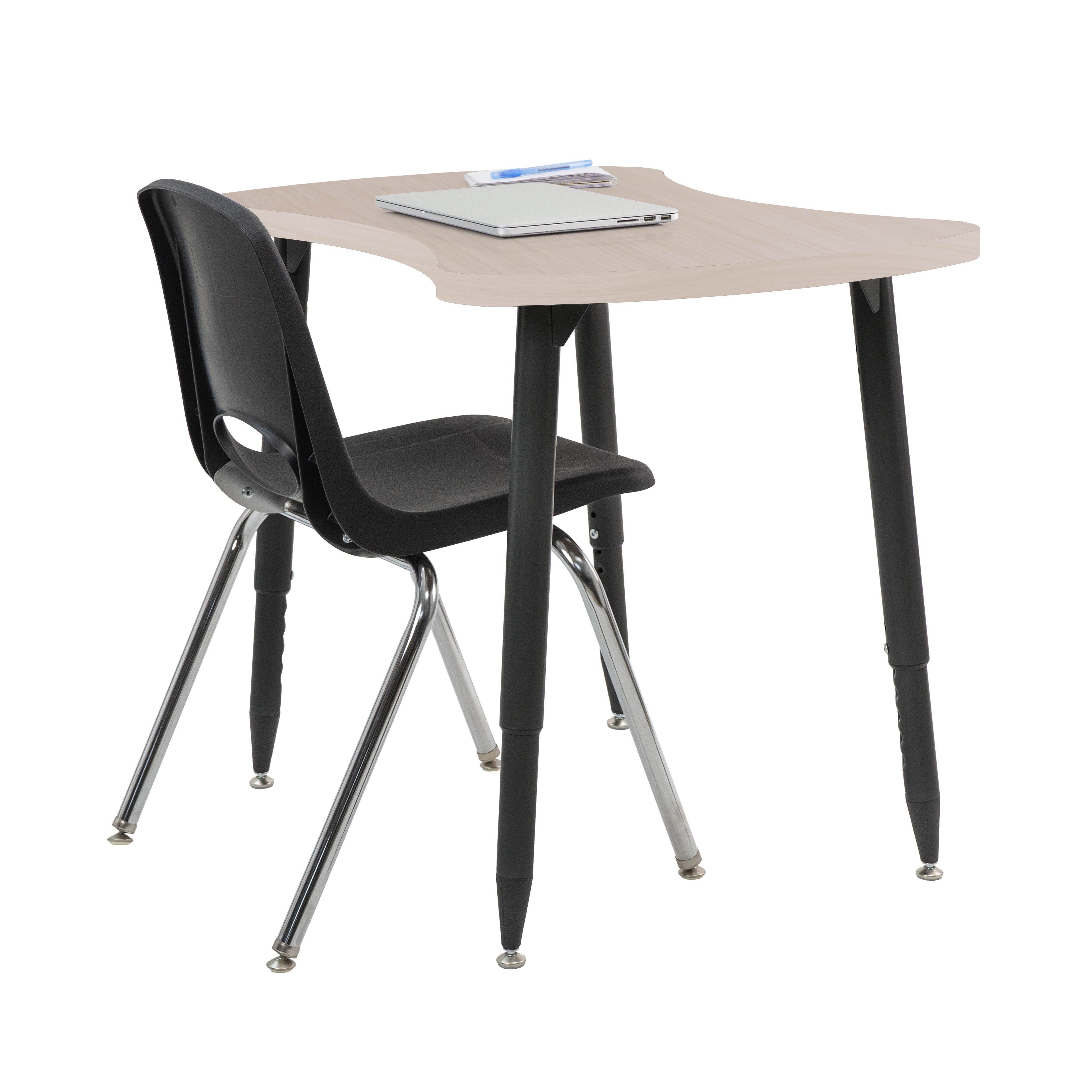 Adapte 25" x 37" Bowtie Woodgrain Activity Table with Adjustable Tapered Legs - Asian Sand/Black
