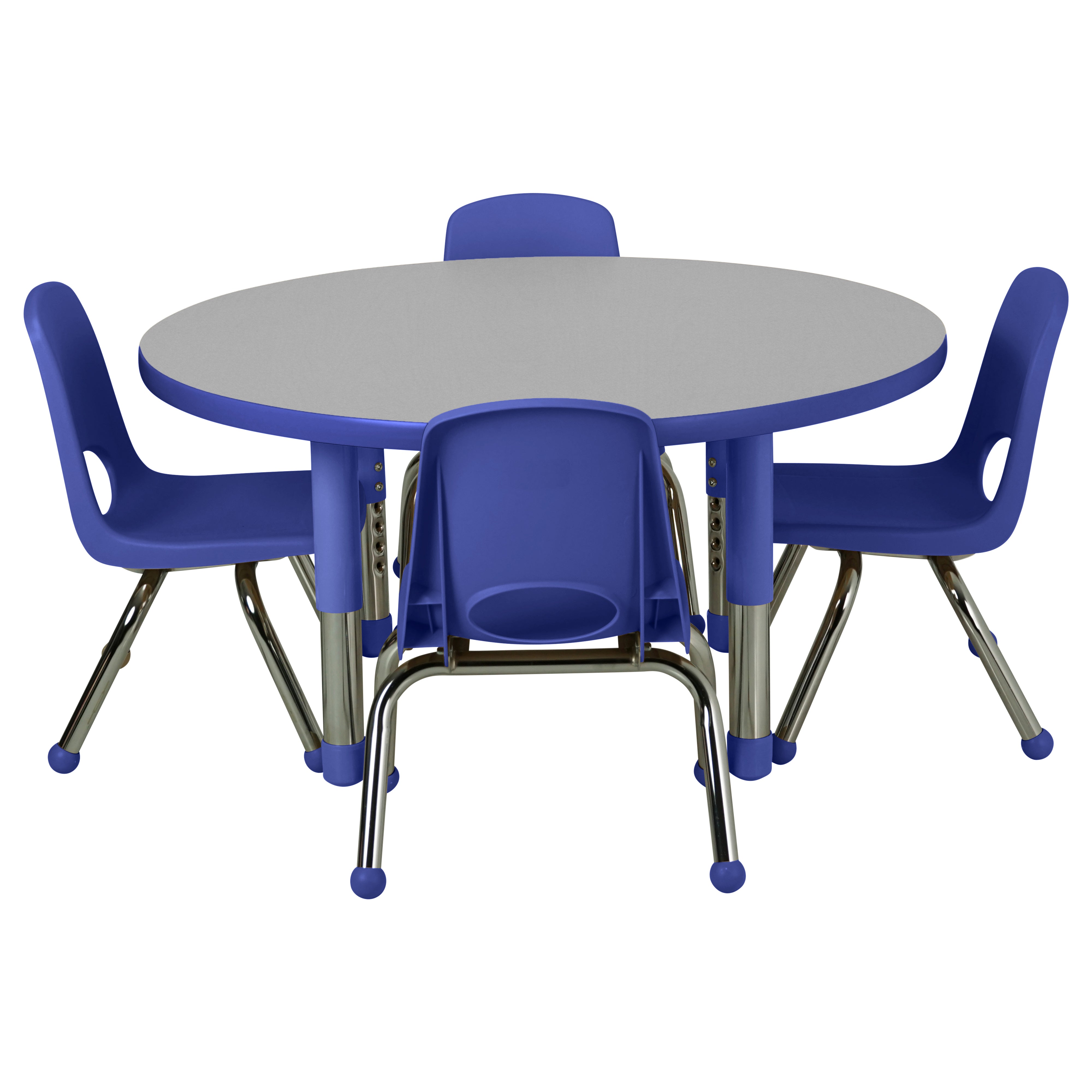 36" Round T-Molding Activity Table with Adjustable Tiny Tot Legs - Gray/Blue