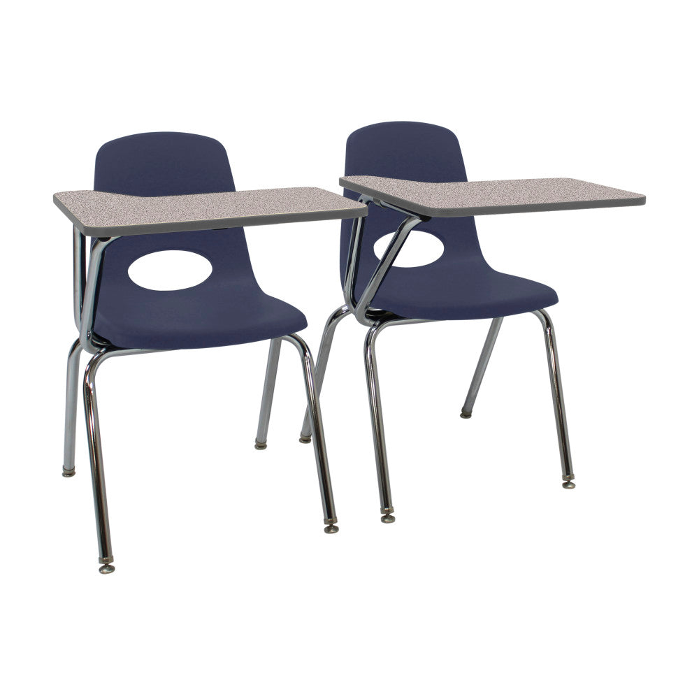 Stack Chair 18in Swivel Tablet Arm 2pk / Navy - Gray-Graphite