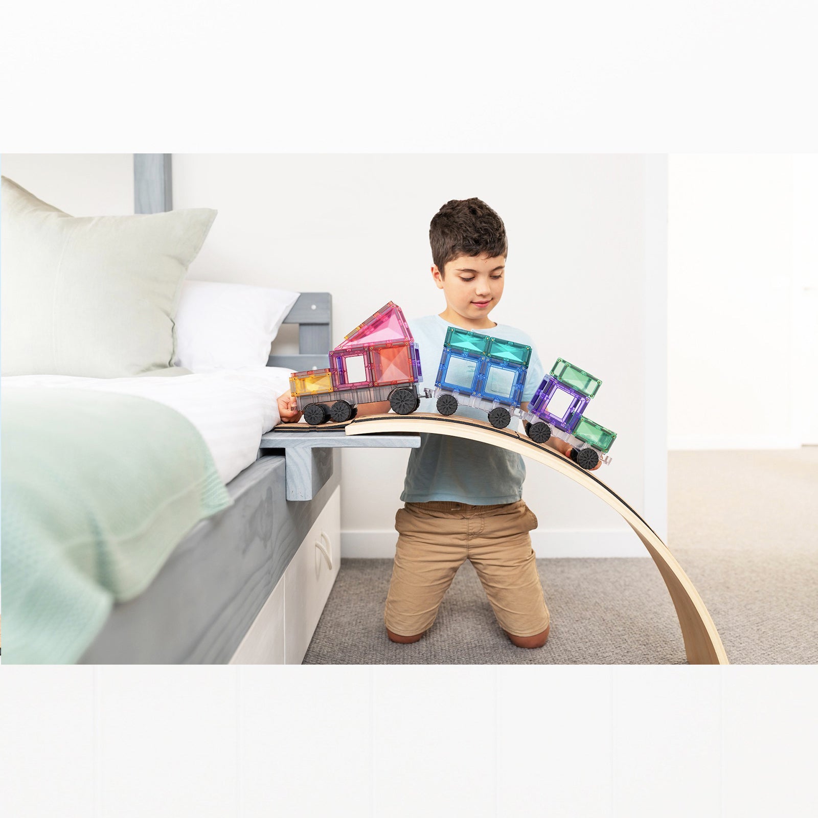Magnetic Tiles Pastel Transport Pack, 50 Pieces